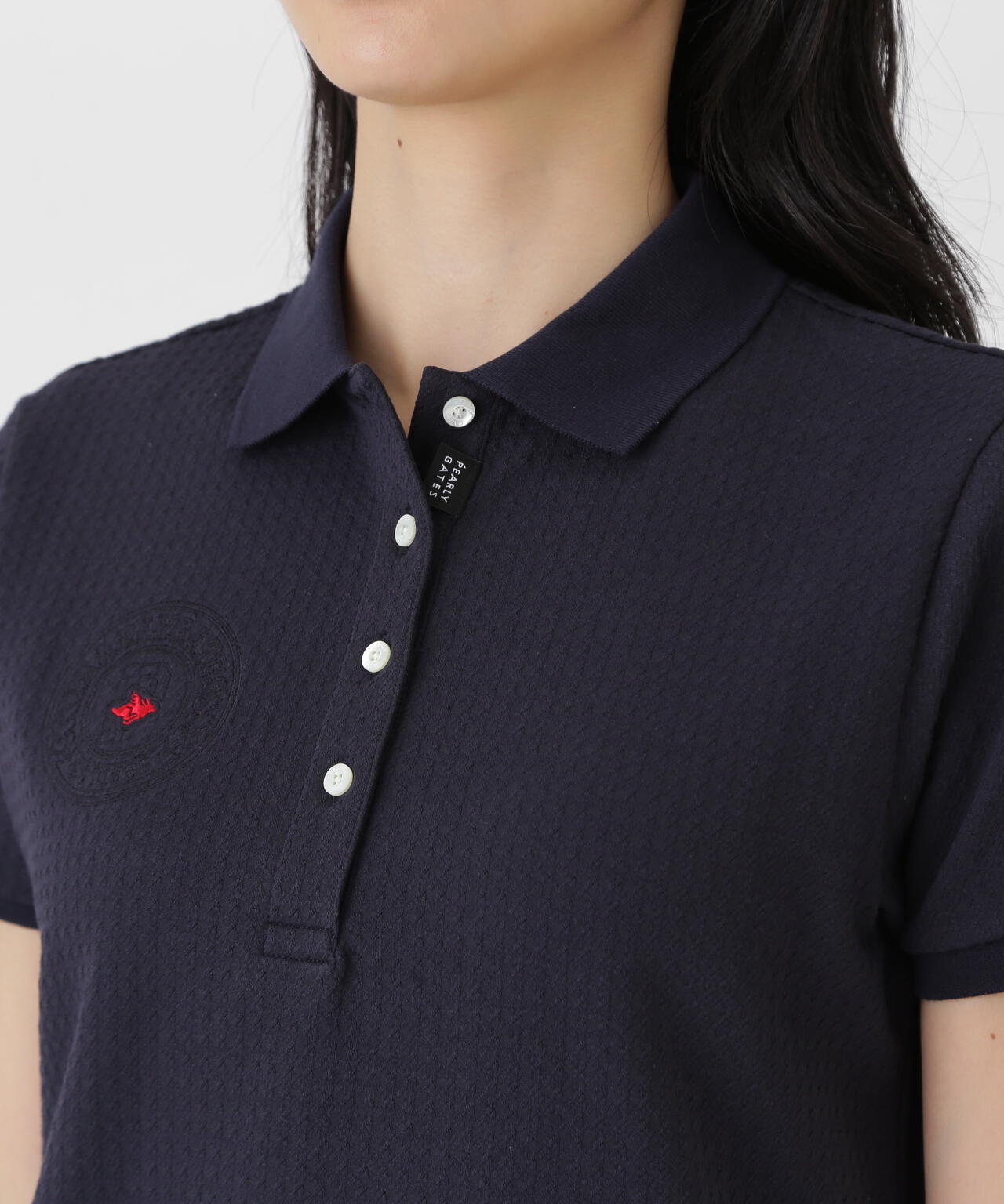 TEXBRIDハイゲージ千鳥ジャガード半袖ポロシャツ (WOMENS) | PEARLY