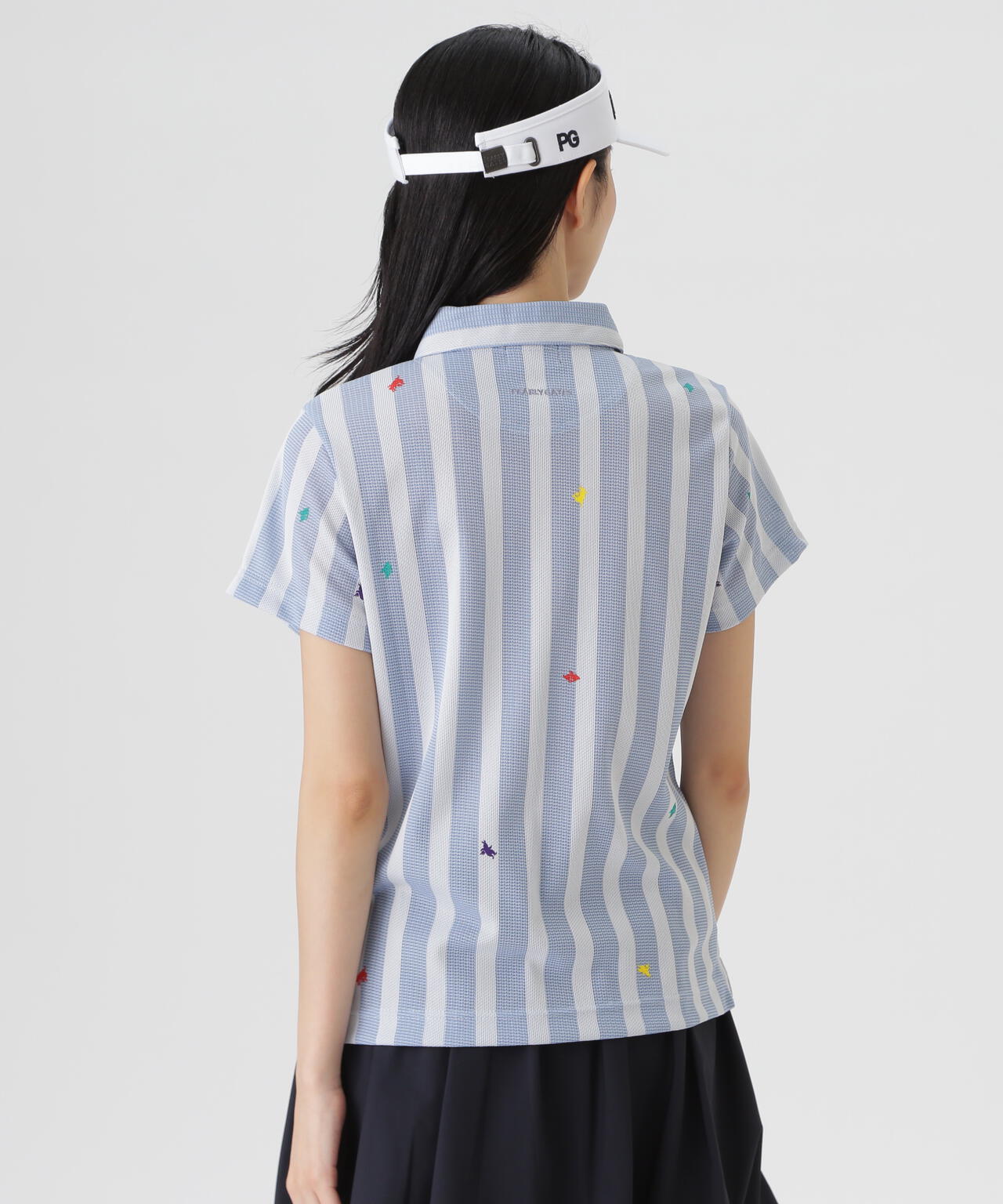 Peメッシュストライプニット半袖ポロシャツ (WOMENS) | PEARLY GATES