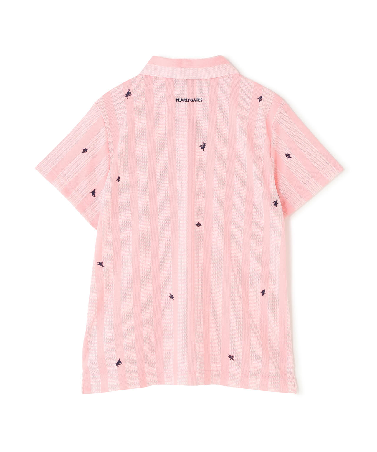 Peメッシュストライプニット半袖ポロシャツ (WOMENS)