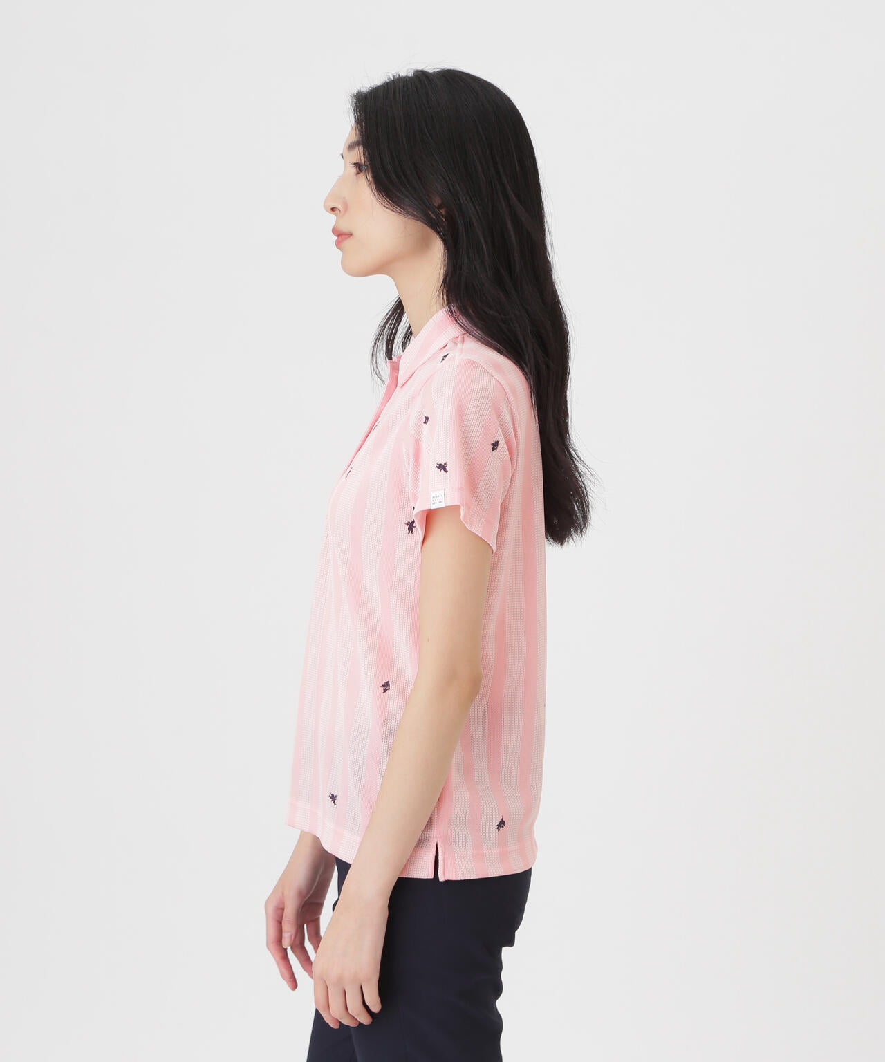 Peメッシュストライプニット半袖ポロシャツ (WOMENS) | PEARLY GATES