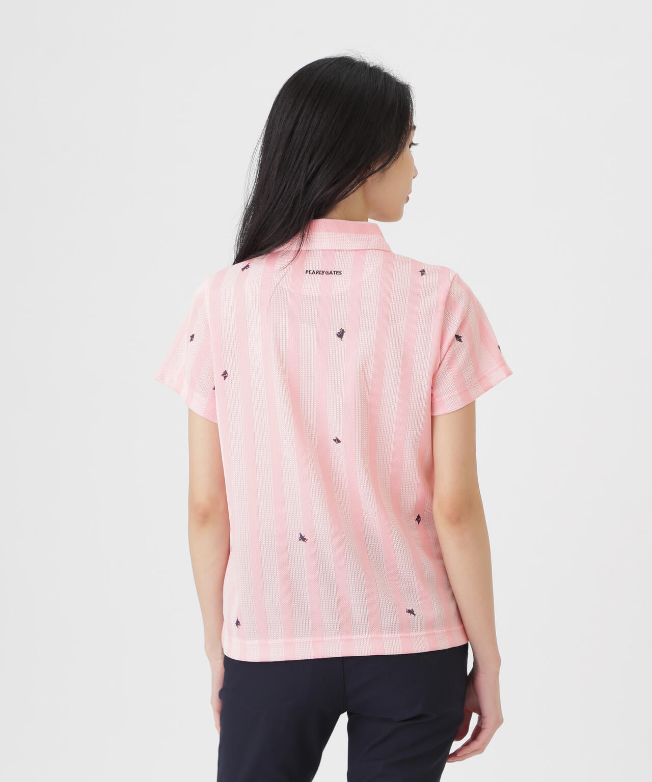 Peメッシュストライプニット半袖ポロシャツ (WOMENS) | PEARLY GATES