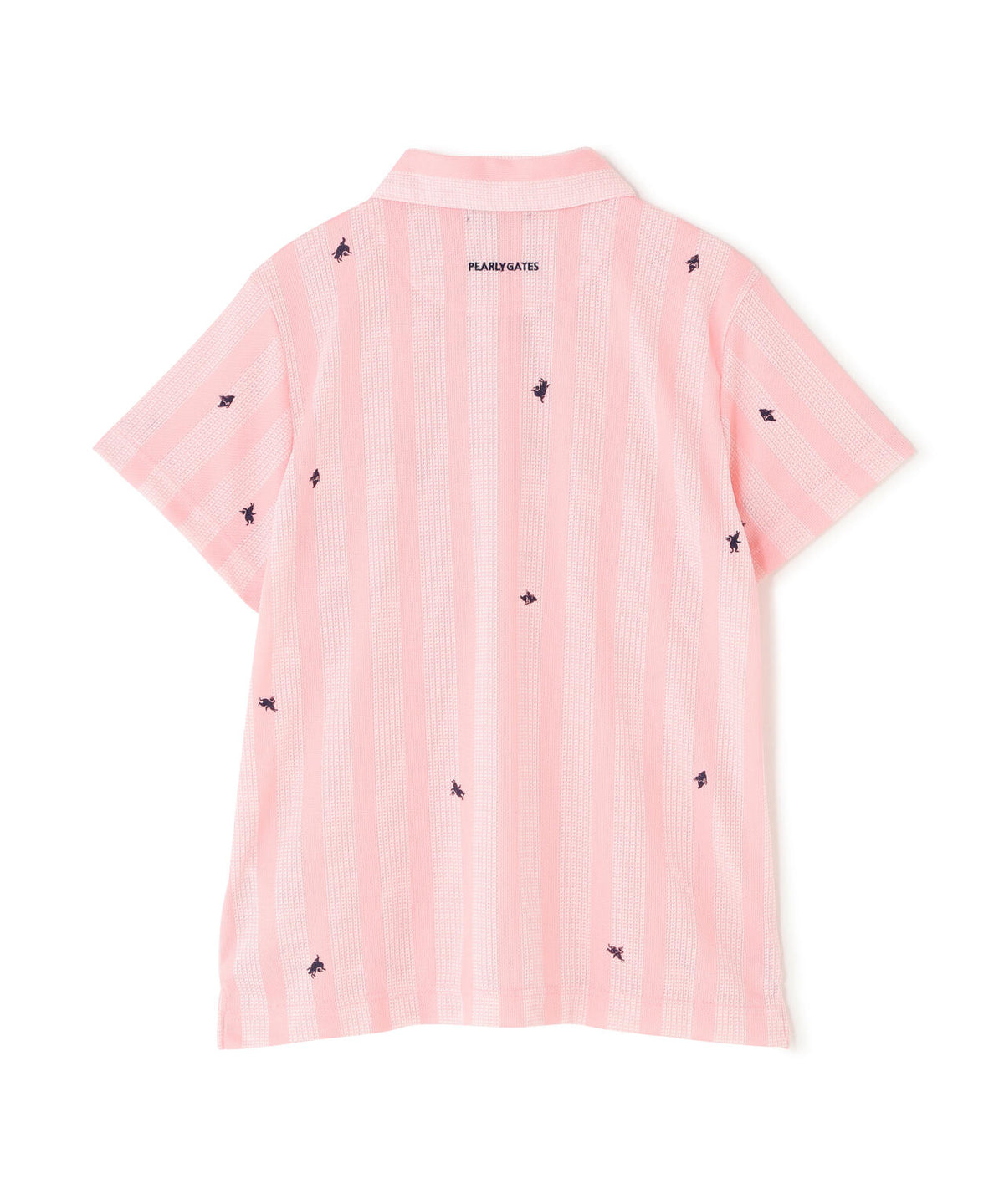 Peメッシュストライプニット半袖ポロシャツ (WOMENS)