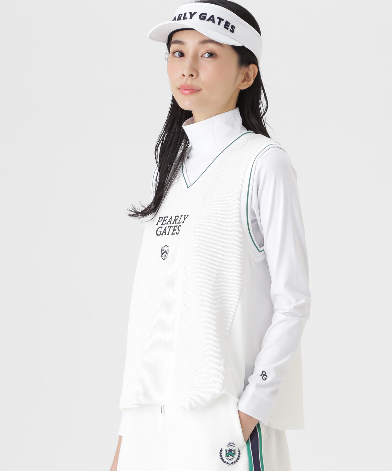 メッシュアンドメッシュVネックベスト (WOMENS) | PEARLY GATES