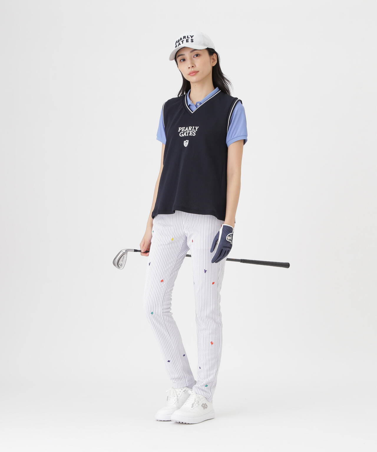 メッシュアンドメッシュVネックベスト (WOMENS) | PEARLY GATES