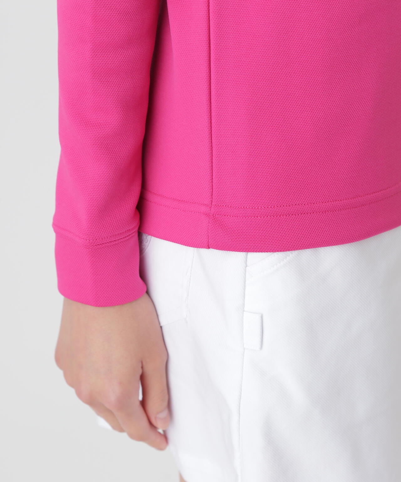 【PEARLY GATES】クールネックセーター ピンク メンズサイズ５ カノコダンボール長袖ハイネックカットソー (WOMENS) | PEARLY GATES