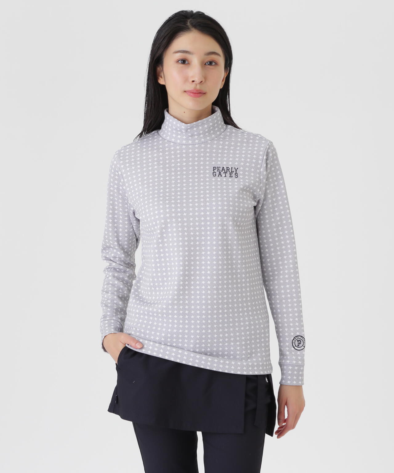 カノコダンボール長袖ハイネックカットソー ＜手裏剣千鳥柄＞ (WOMENS