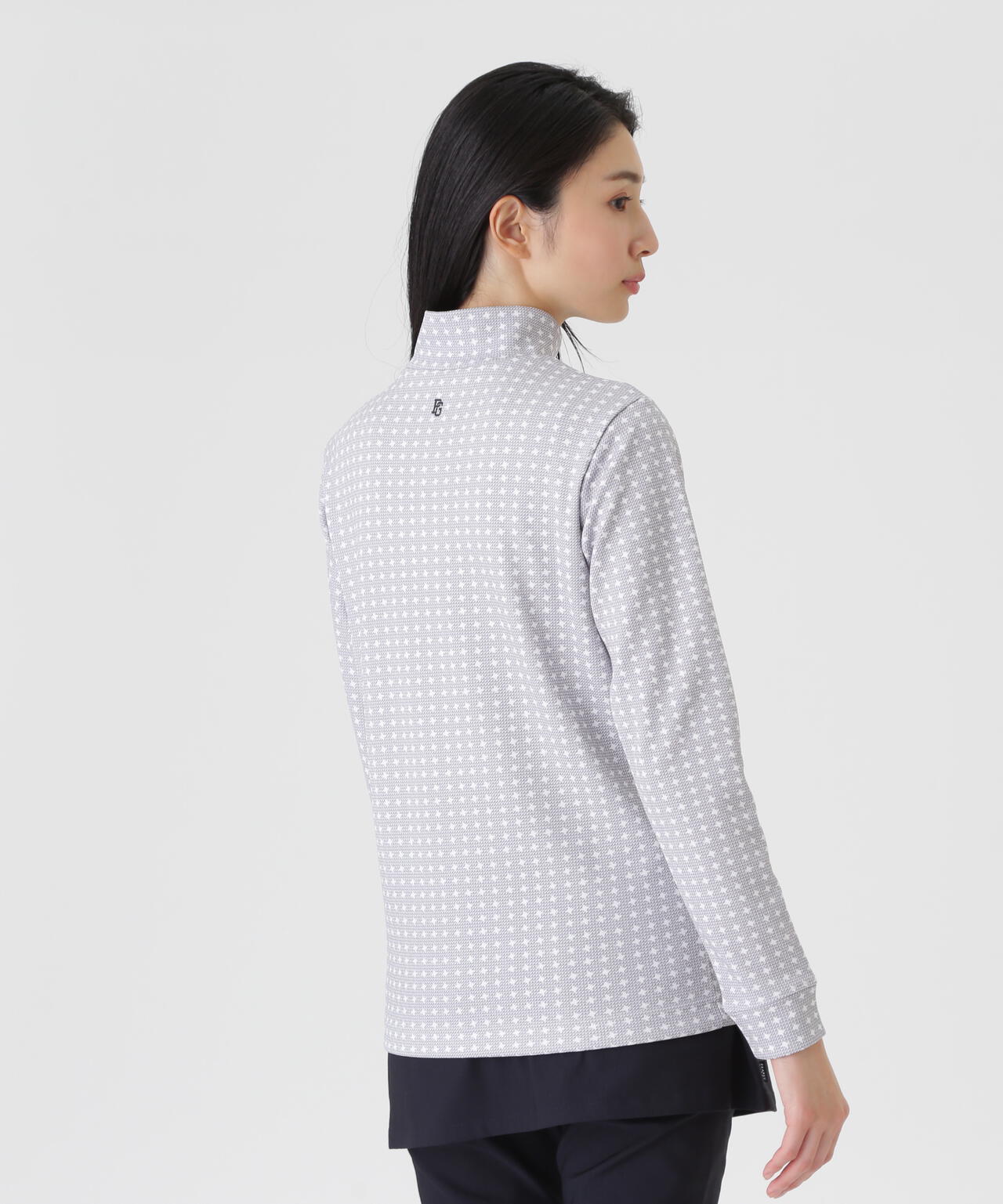 カノコダンボール長袖ハイネックカットソー ＜手裏剣千鳥柄＞ (WOMENS
