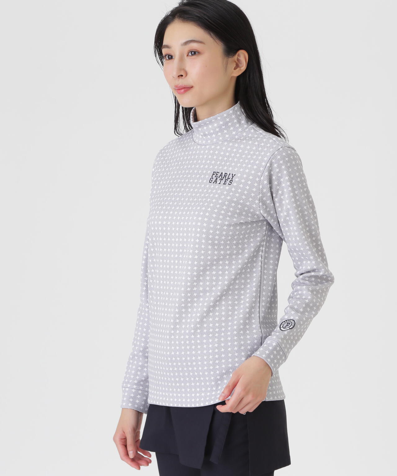 カノコダンボール長袖ハイネックカットソー ＜手裏剣千鳥柄＞ (WOMENS