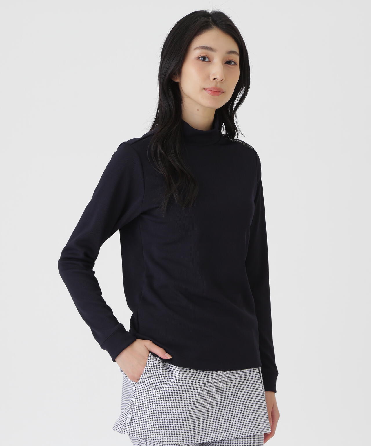 接結針抜きダンボール長袖ハイネックカットソー (WOMENS) | PEARLY
