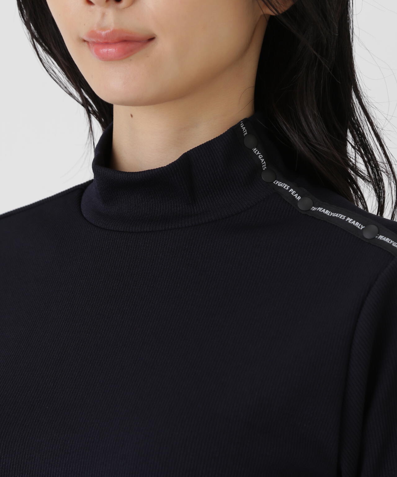 接結針抜きダンボール長袖ハイネックカットソー (WOMENS) | PEARLY