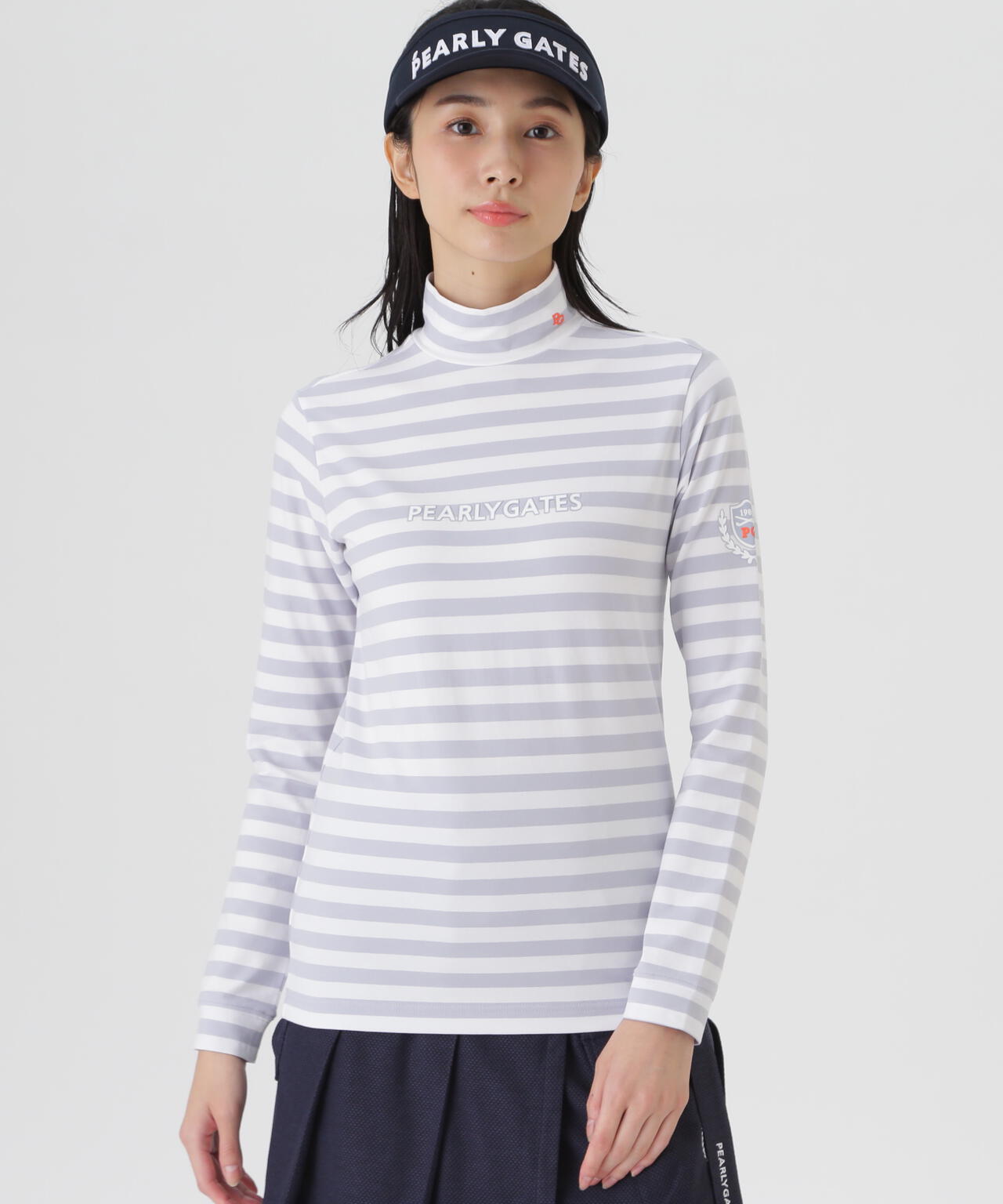 スーピマベア天長袖ハイネックカットソー ＜ボーダー柄＞ (WOMENS