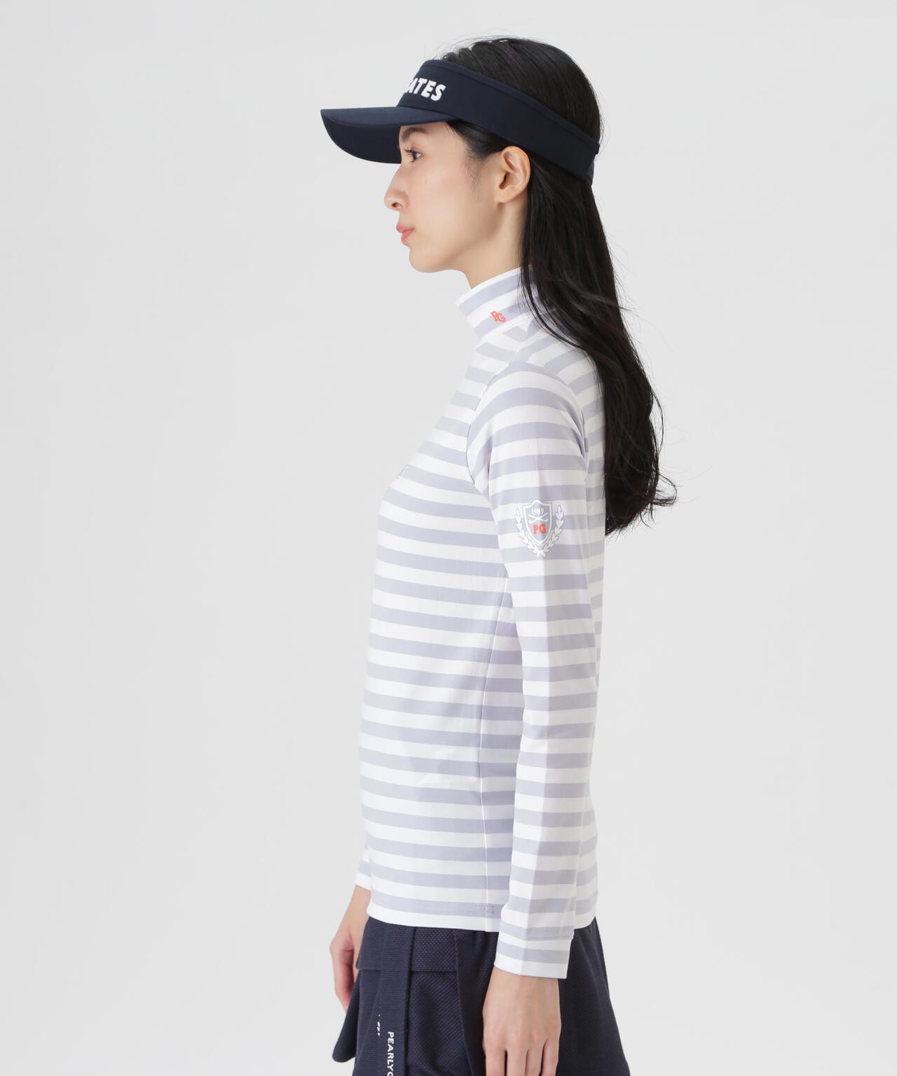 スーピマベア天長袖ハイネックカットソー ＜ボーダー柄＞ (WOMENS