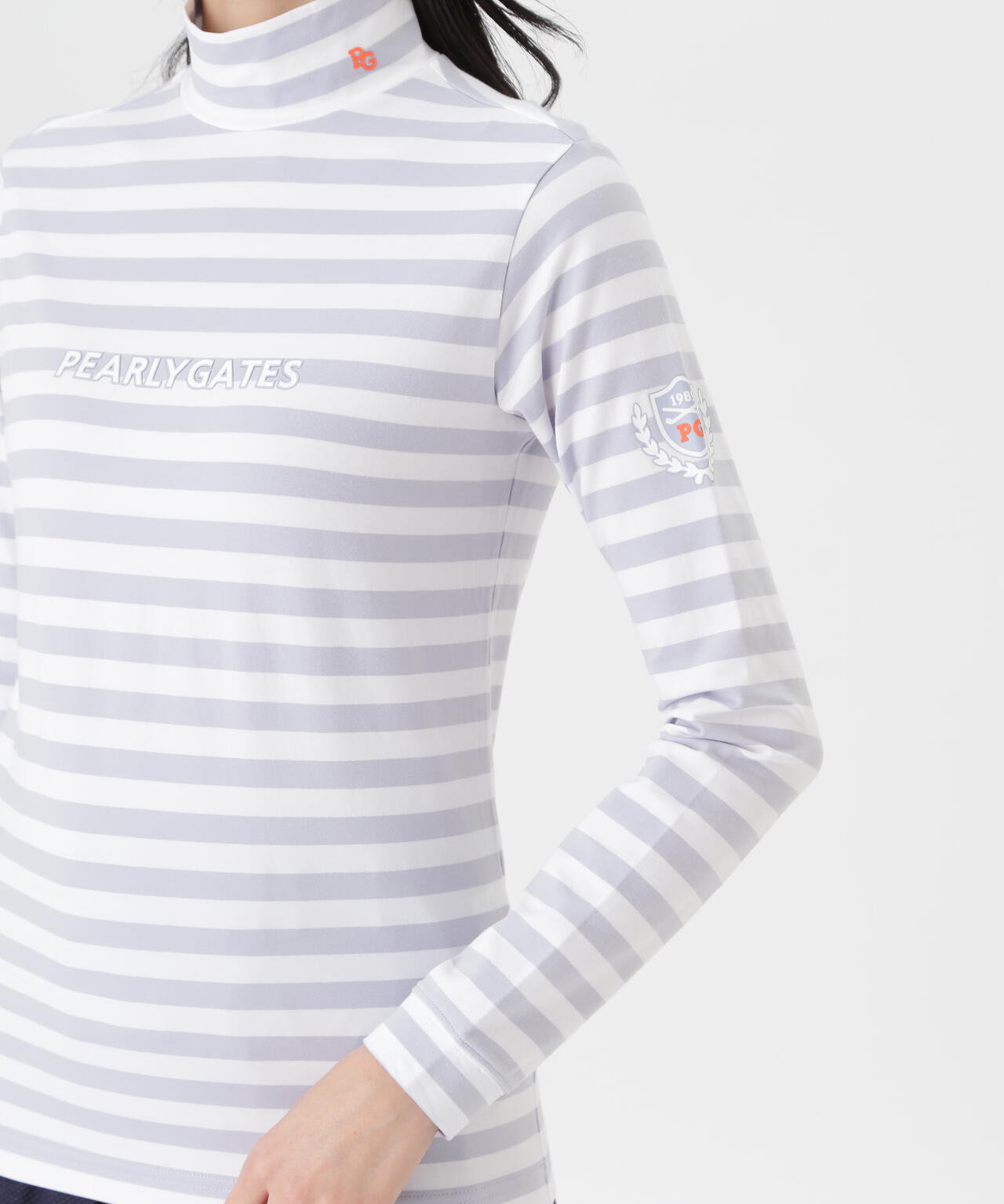 スーピマベア天長袖ハイネックカットソー ＜ボーダー柄＞ (WOMENS
