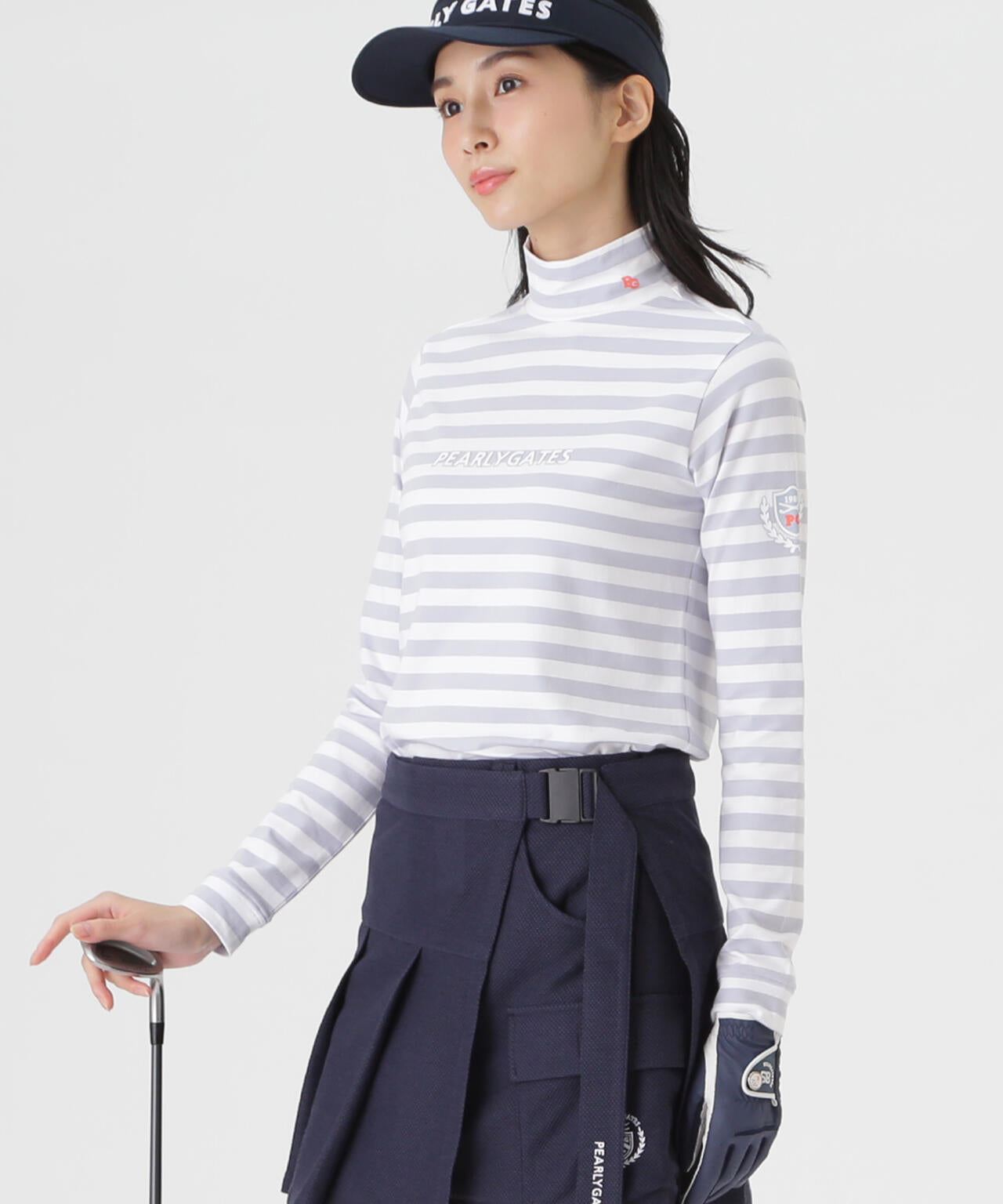 スーピマベア天長袖ハイネックカットソー ＜ボーダー柄＞ (WOMENS