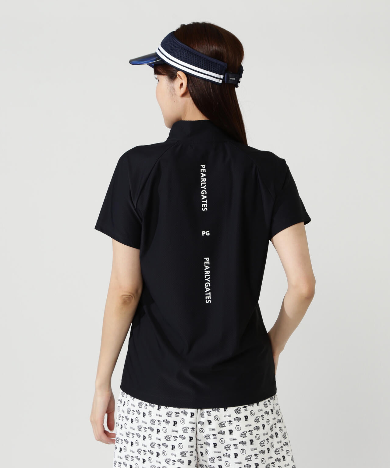 Nyグリッド2WAYトリコット半袖ハーフジップアップカットソー | PEARLY