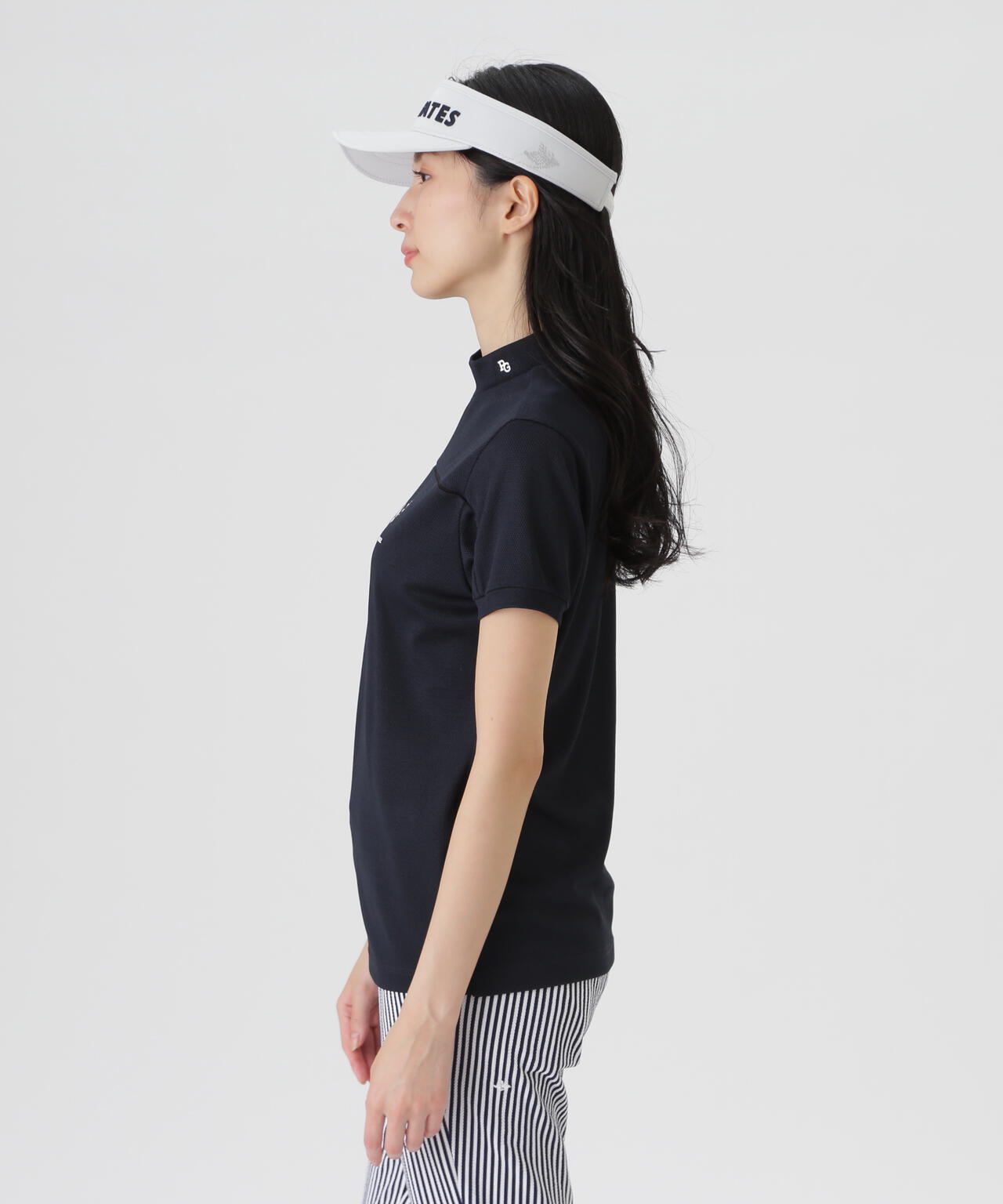 パーリーゲイツレディース ハイネック カットソー 半袖 ネイビー サイズ2 2WAYトリコット半袖ハイネックカットソー (WOMENS) | PEARLY GATES