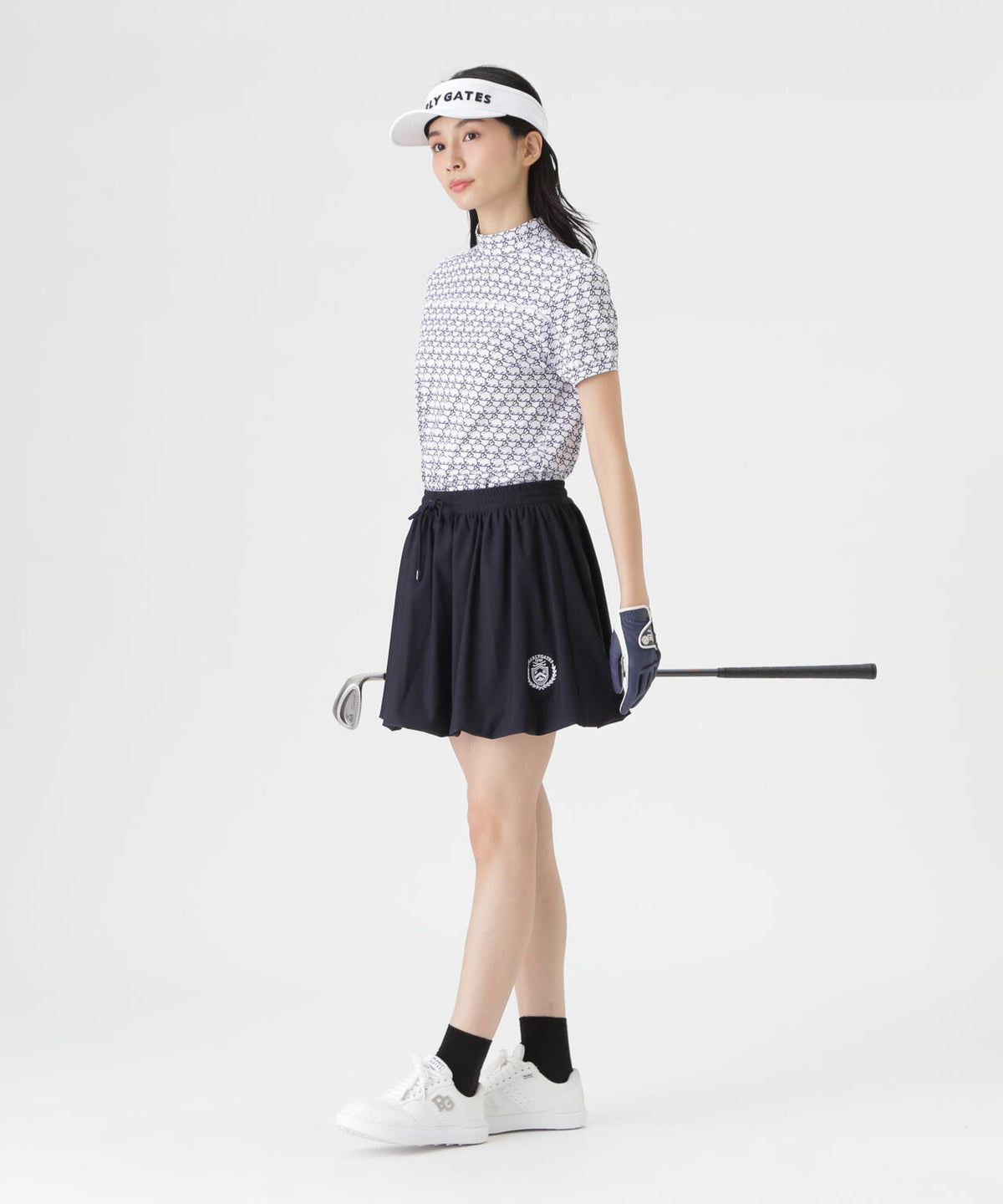 2WAYトリコット半袖ハイネックカットソー ＜もちうさぎ柄＞ (WOMENS)