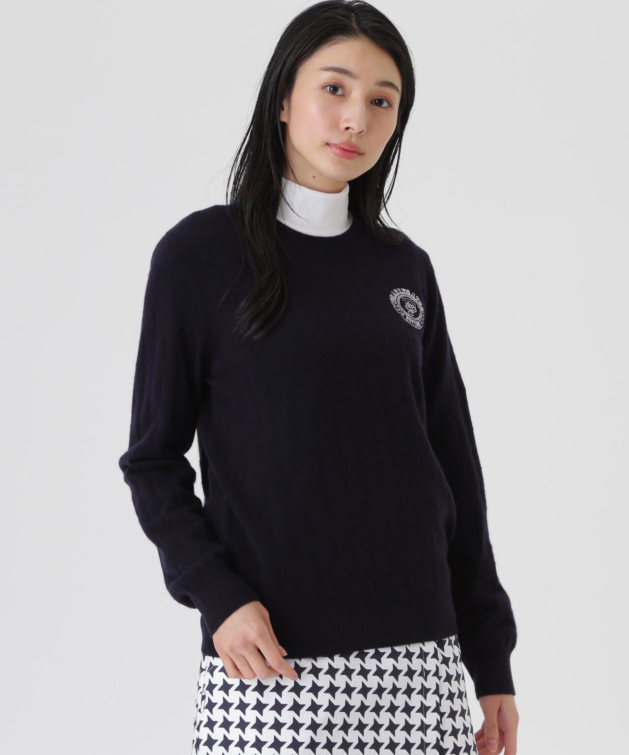 カシミヤ12G天竺クルーネックニットプルオーバー (WOMENS) | PEARLY