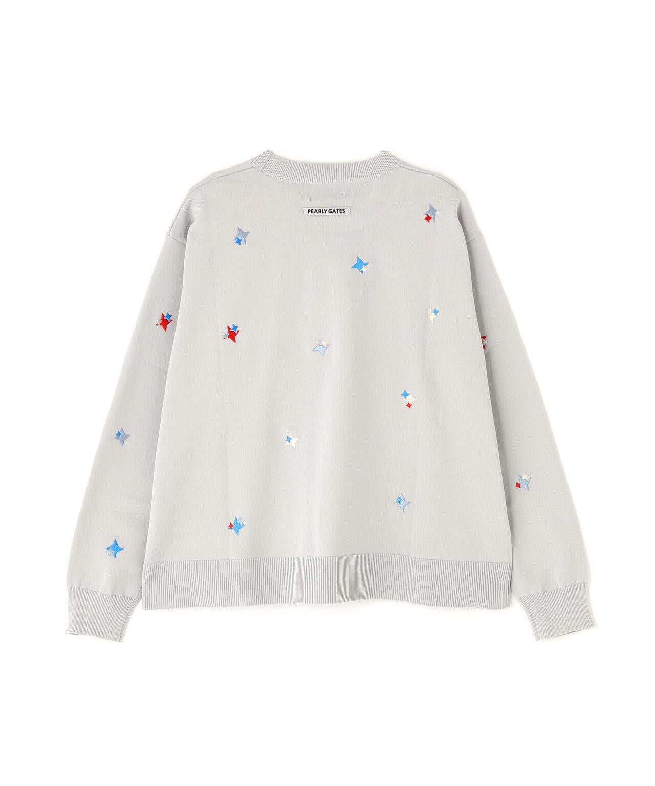 12G天竺×インターシャクルーネックニットプルオーバー (WOMENS