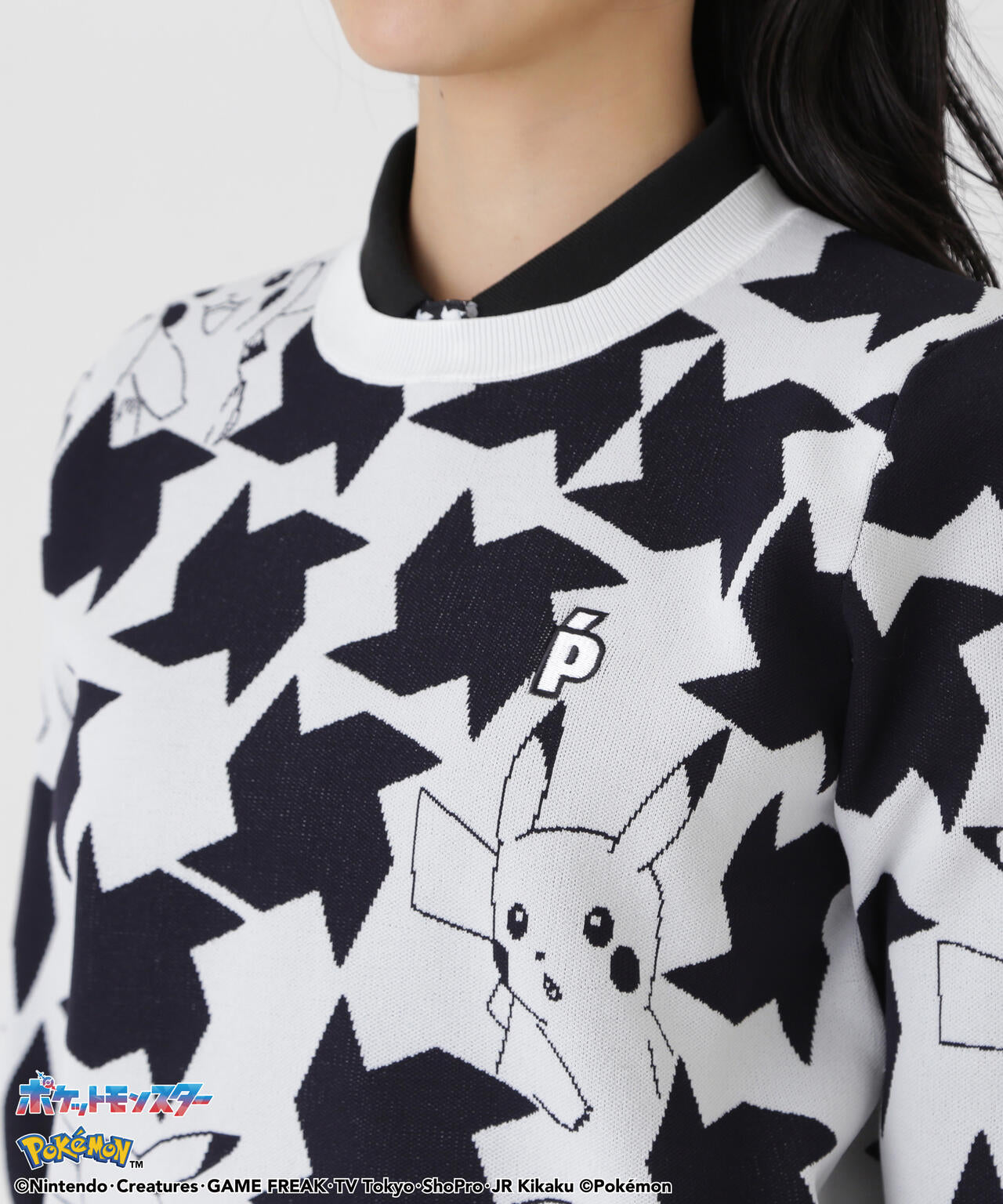 PEARLYGATES×Pokémon] ポケモン 千鳥柄12Gジャガードニットプル