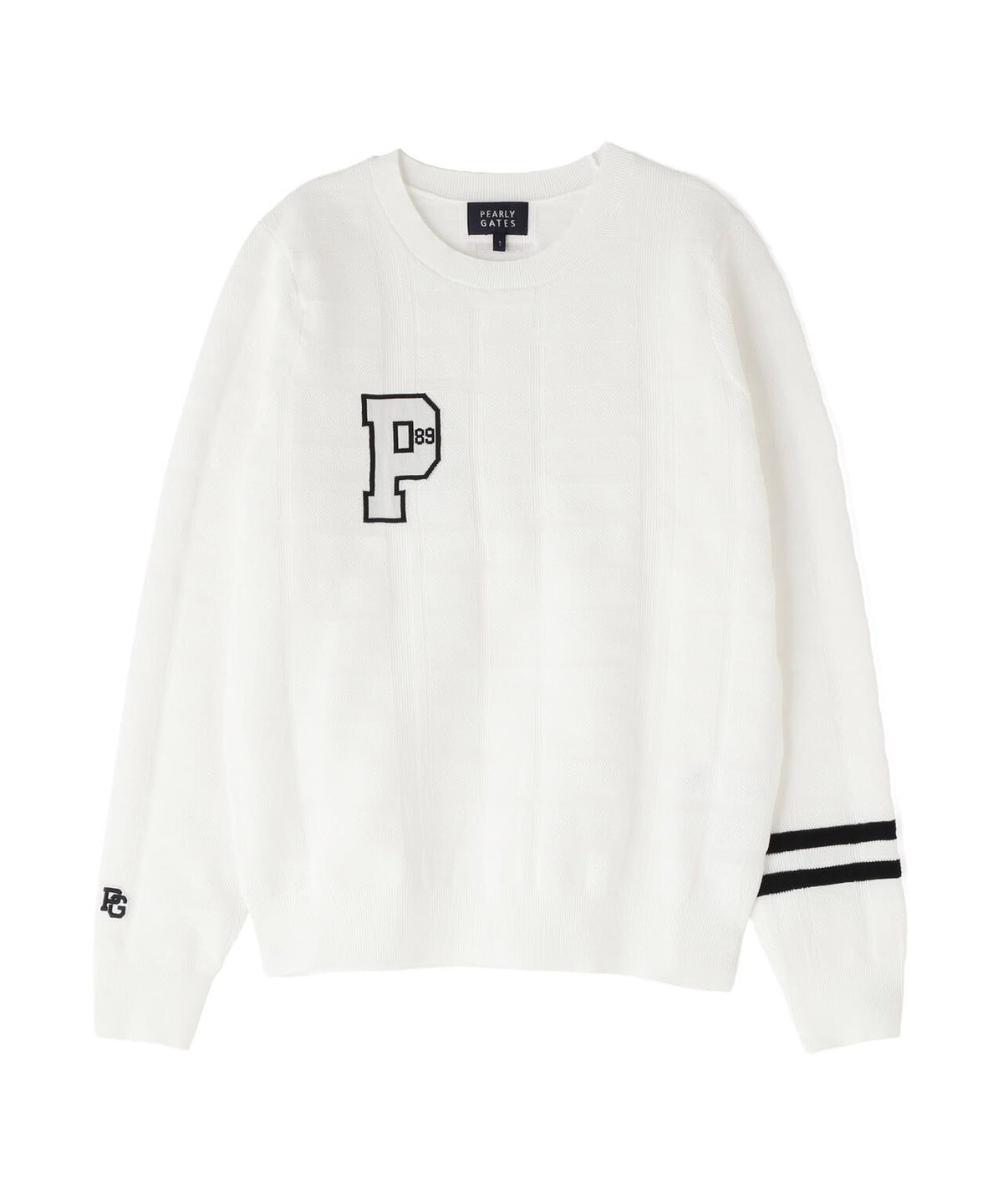 14G地柄ジャガードクルーネックニットプルオーバー (WOMENS)