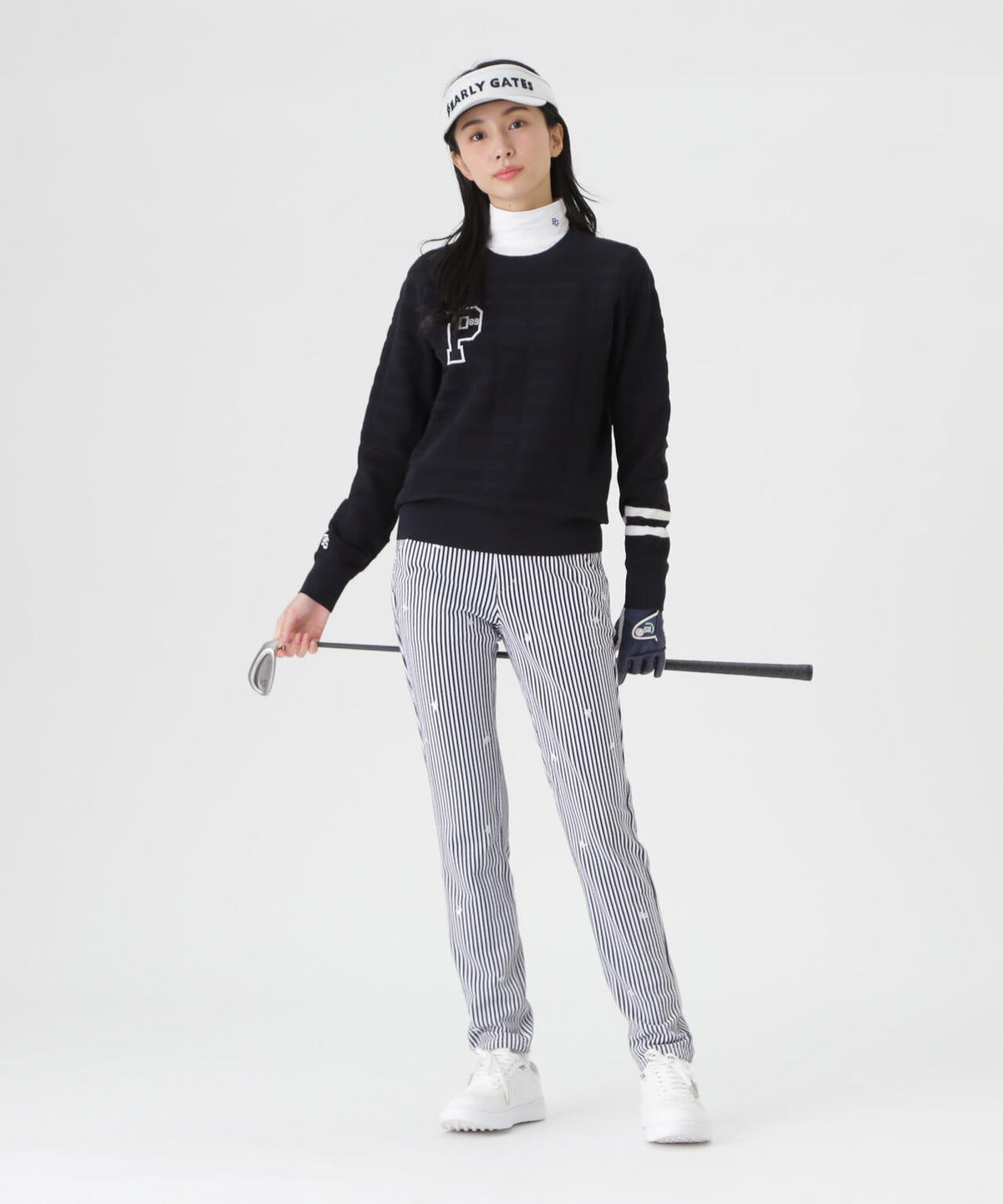 14G地柄ジャガードクルーネックニットプルオーバー (WOMENS)