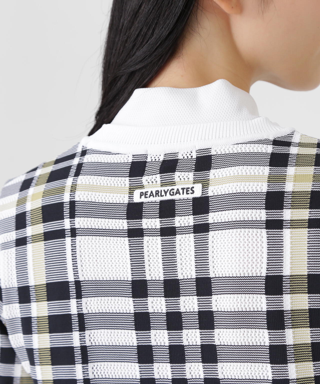 14Gメッシュクルーネックニットプルオーバー ＜チェック柄＞ (WOMENS