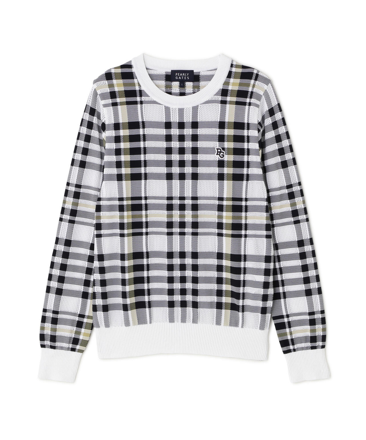 14Gメッシュクルーネックニットプルオーバー ＜チェック柄＞ (WOMENS