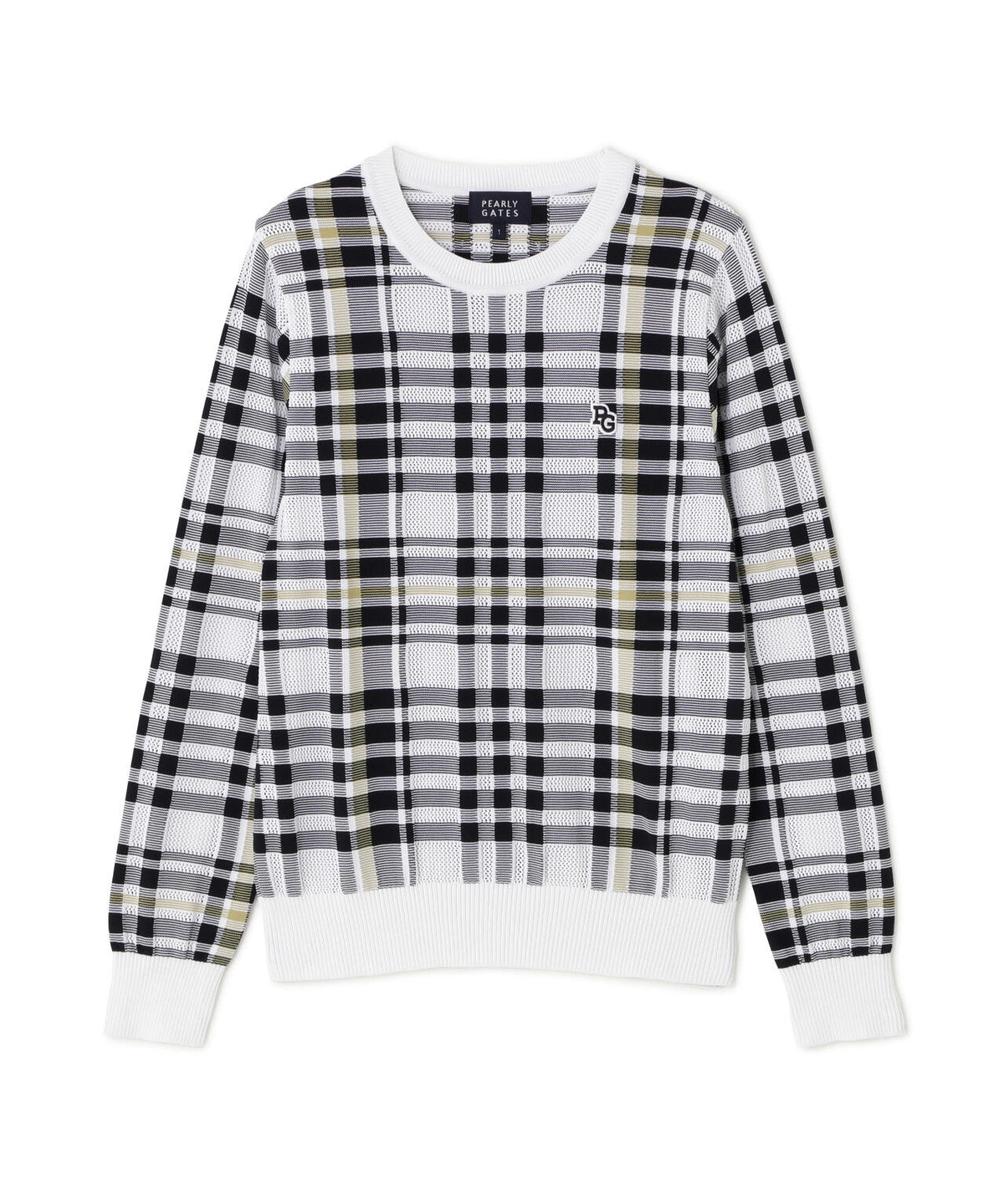 14Gメッシュクルーネックニットプルオーバー ＜チェック柄＞ (WOMENS)　