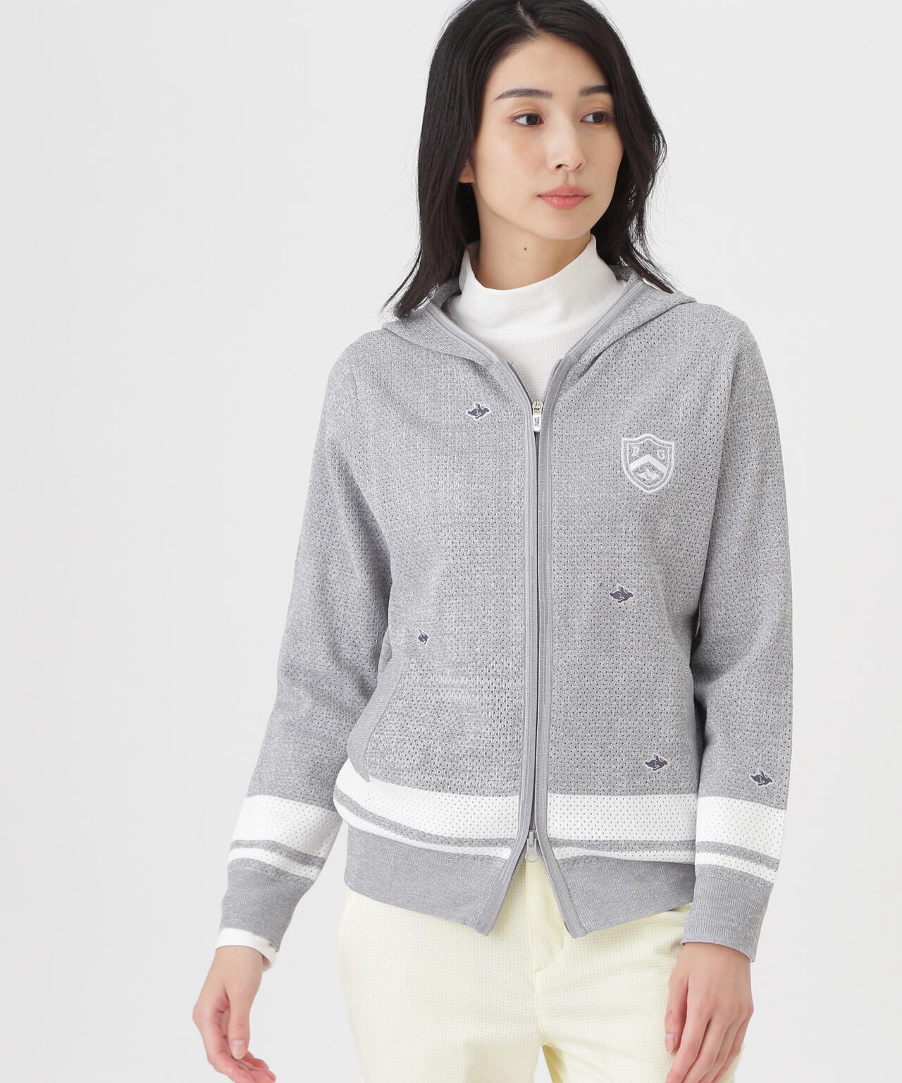 12Gフルジップニットフーディ ＜メッシュ柄＞ (WOMENS) | PEARLY GATES