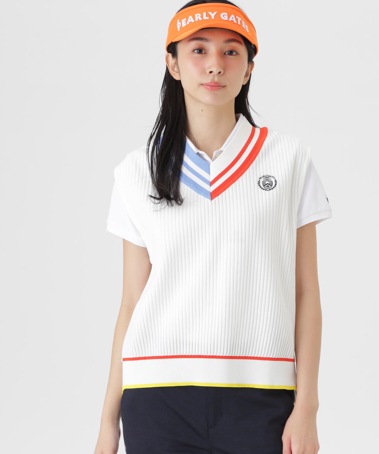14GWJQ針抜きVネックニットベスト (WOMENS) | PEARLY GATES（パーリー