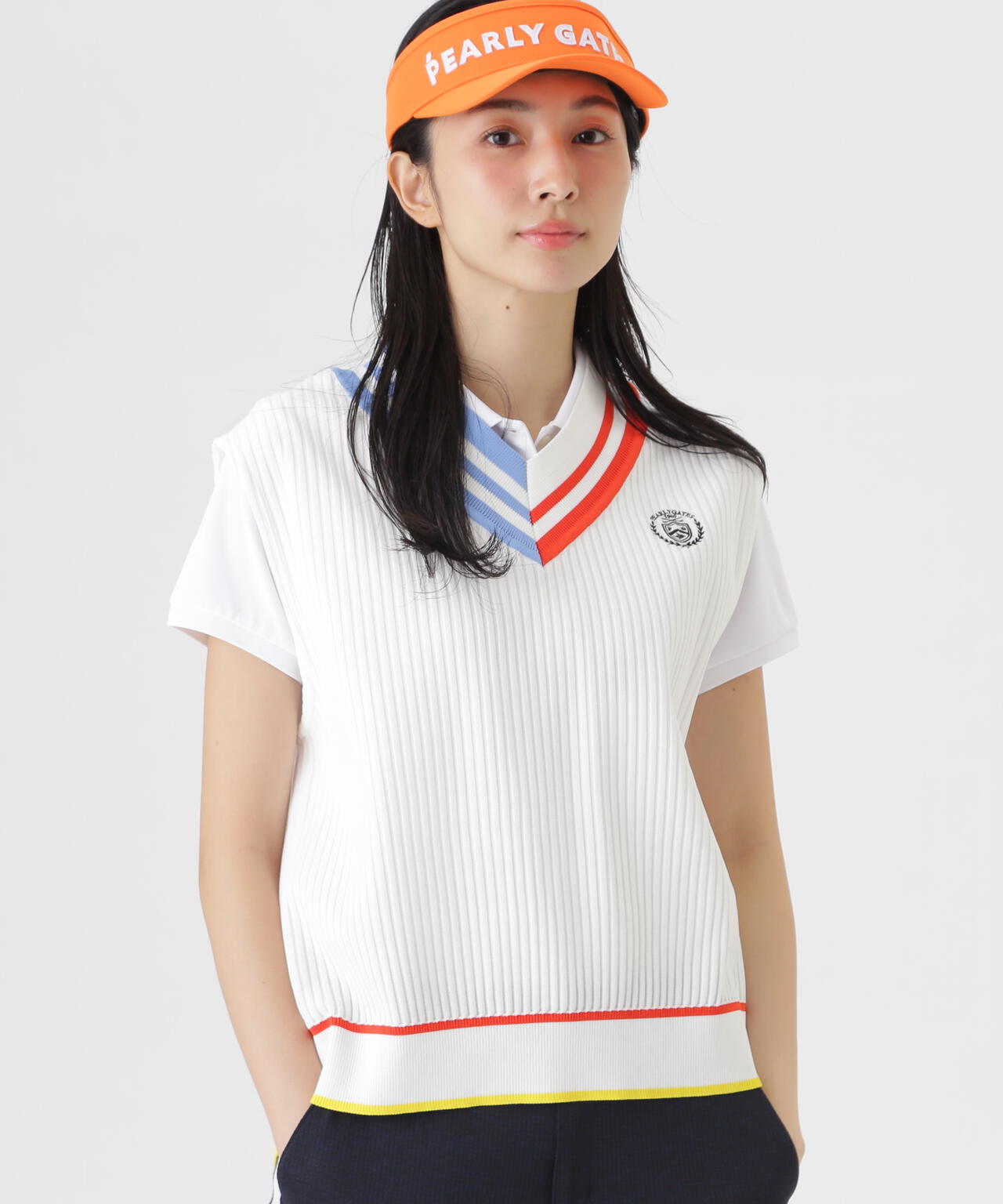 14GWJQ針抜きVネックニットベスト (WOMENS) | PEARLY GATES（パーリー