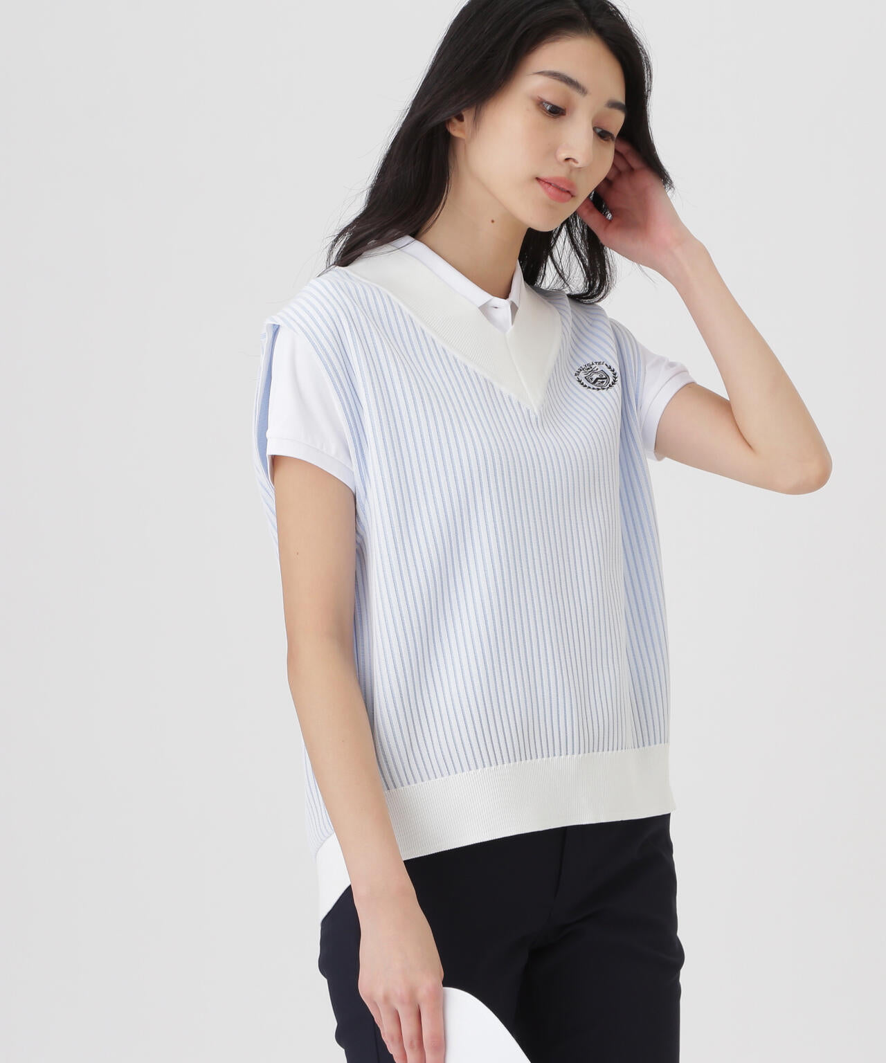 14GWJQ針抜きVネックニットベスト (WOMENS) | PEARLY GATES（パーリー