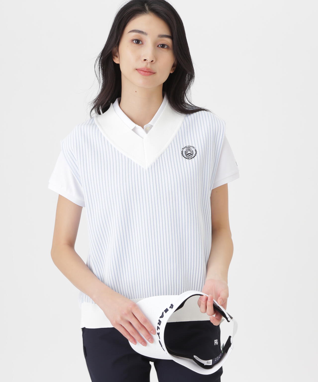 14GWJQ針抜きVネックニットベスト (WOMENS) | PEARLY GATES（パーリー