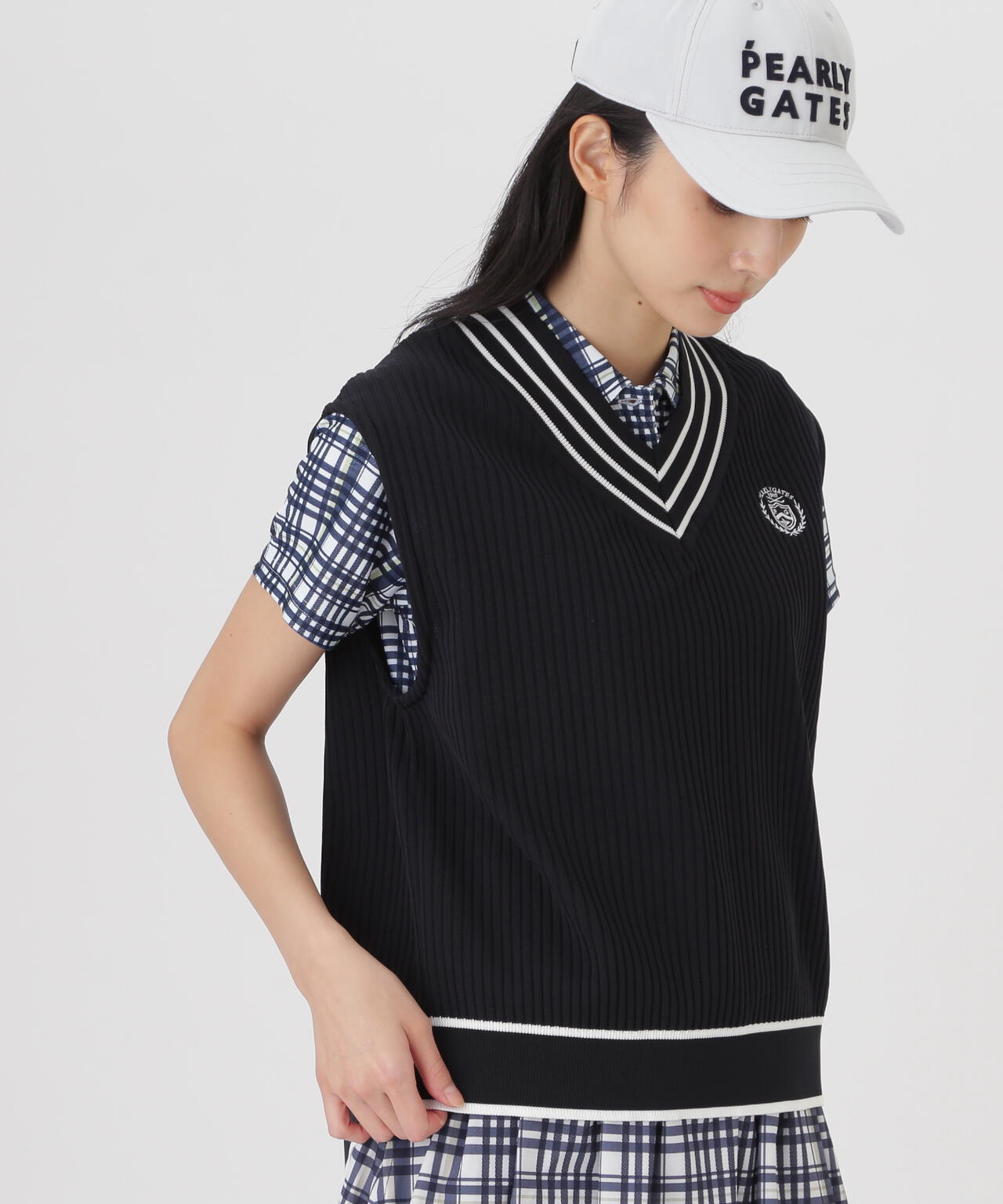 14GWJQ針抜きVネックニットベスト (WOMENS) | PEARLY GATES（パーリー