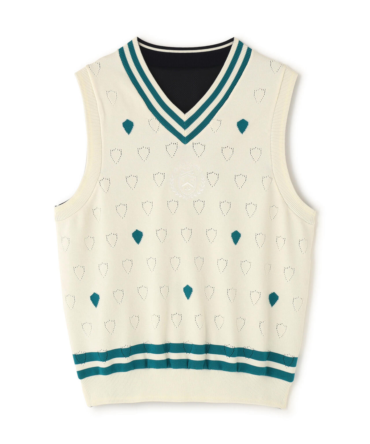 リバーシブルVネックニットベスト ＜エンブレム総柄＞ (WOMENS)