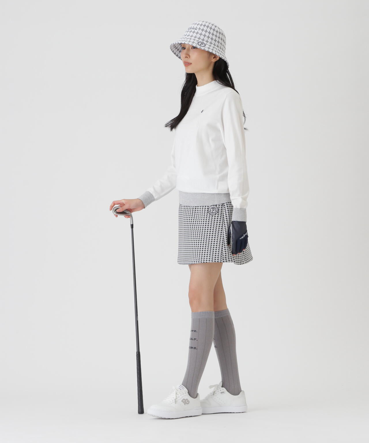 14G天竺カシミヤタッチモックネックニットプルオーバー (WOMENS