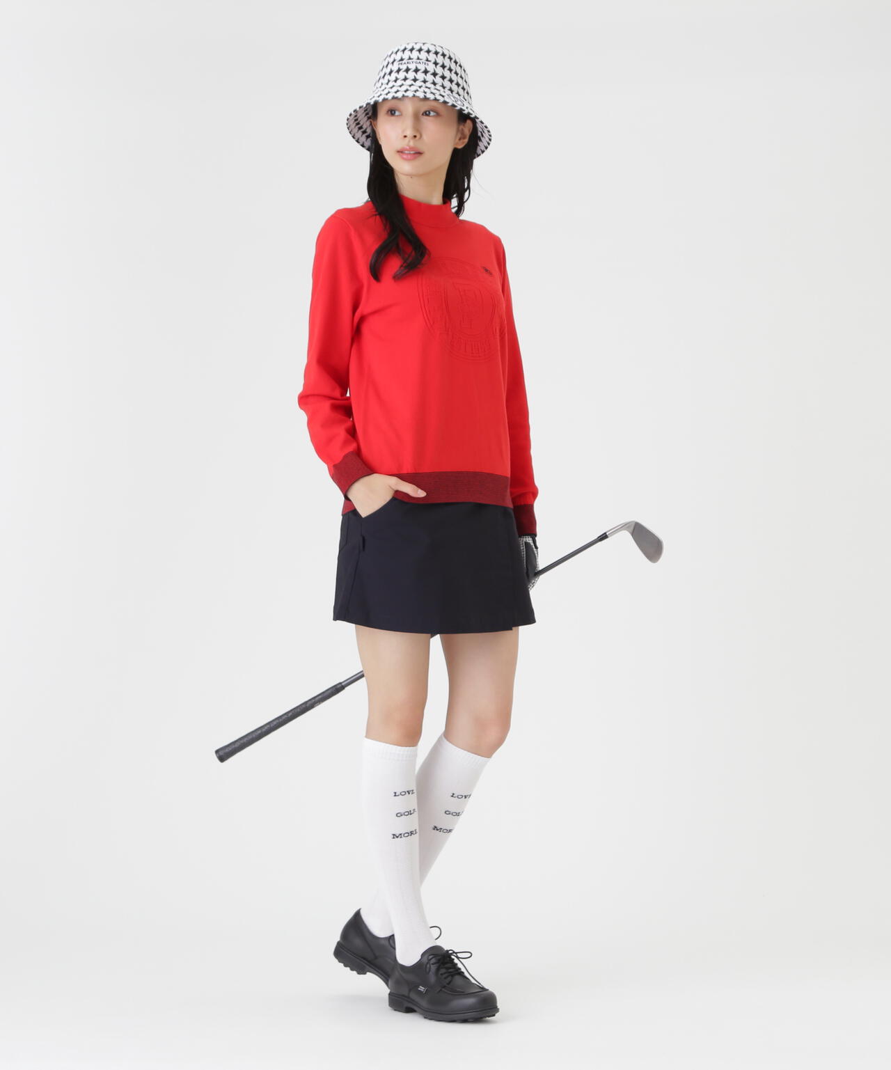 14G天竺カシミヤタッチモックネックニットプルオーバー (WOMENS