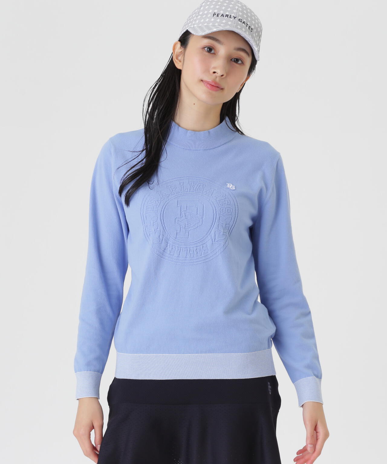 14G天竺カシミヤタッチモックネックニットプルオーバー (WOMENS