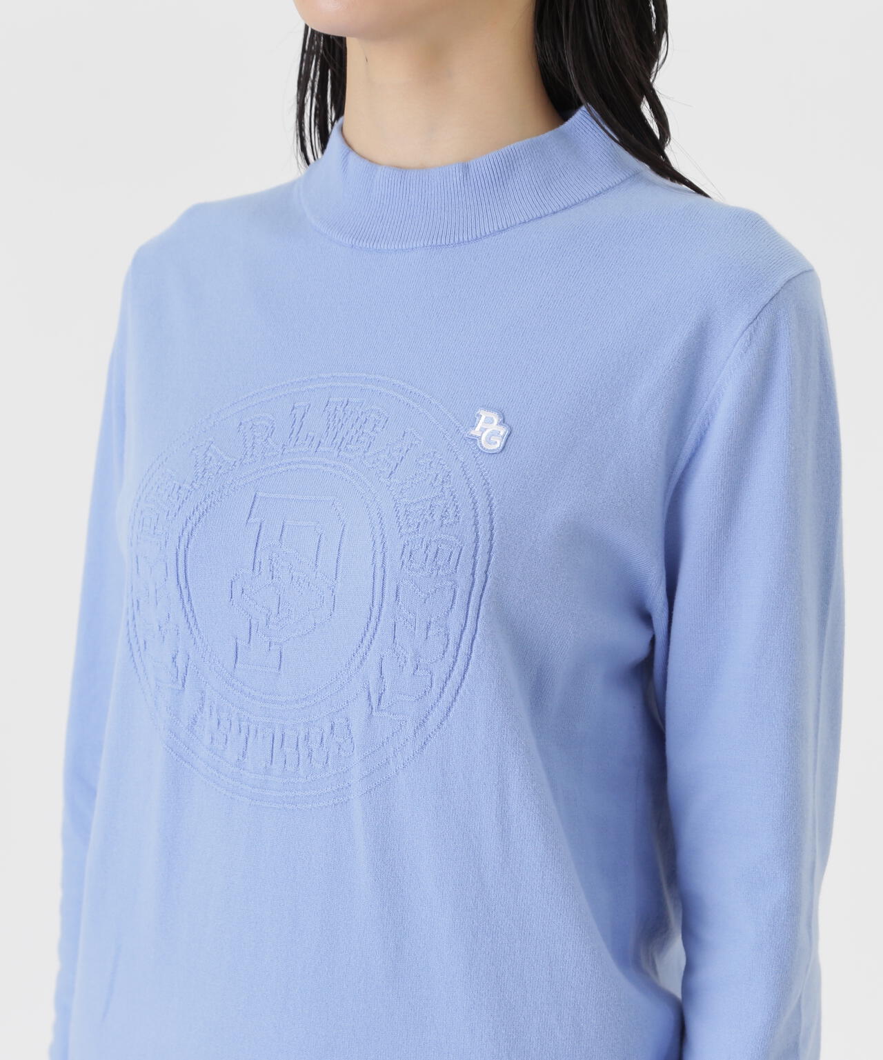 14G天竺カシミヤタッチモックネックニットプルオーバー (WOMENS