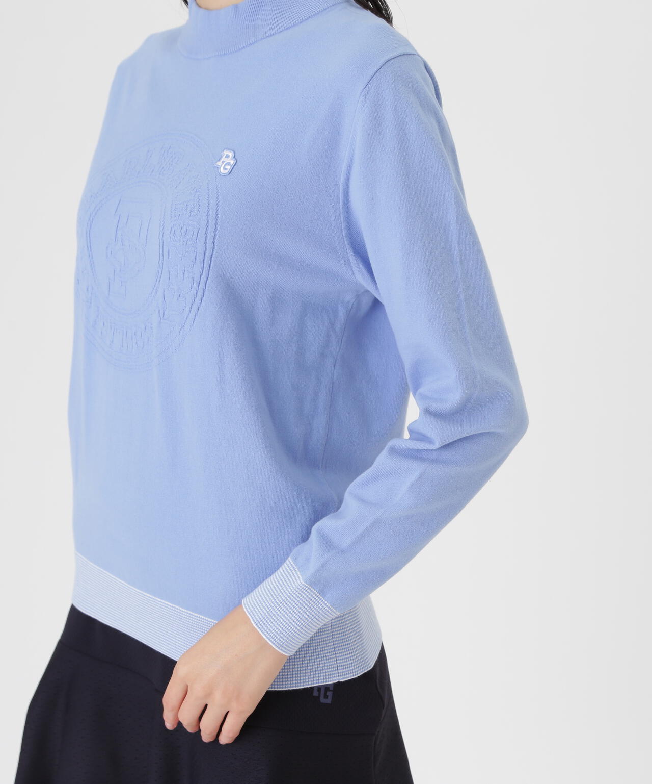 14G天竺カシミヤタッチモックネックニットプルオーバー (WOMENS