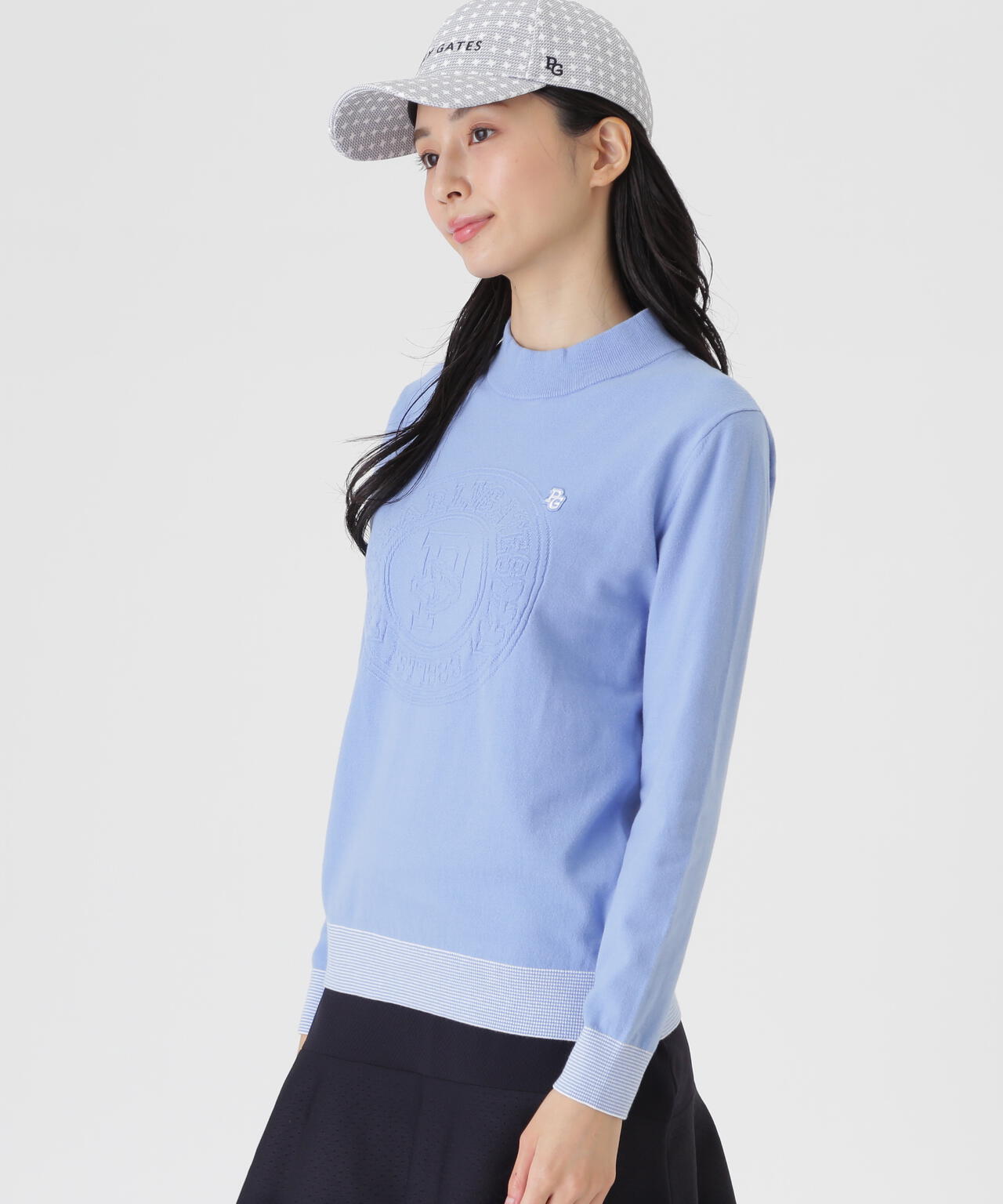 14G天竺カシミヤタッチモックネックニットプルオーバー (WOMENS