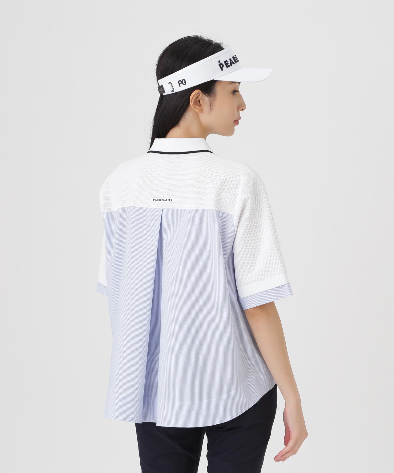サッカー生地ドッキング半袖ニットポロシャツ (WOMENS) | PEARLY GATES