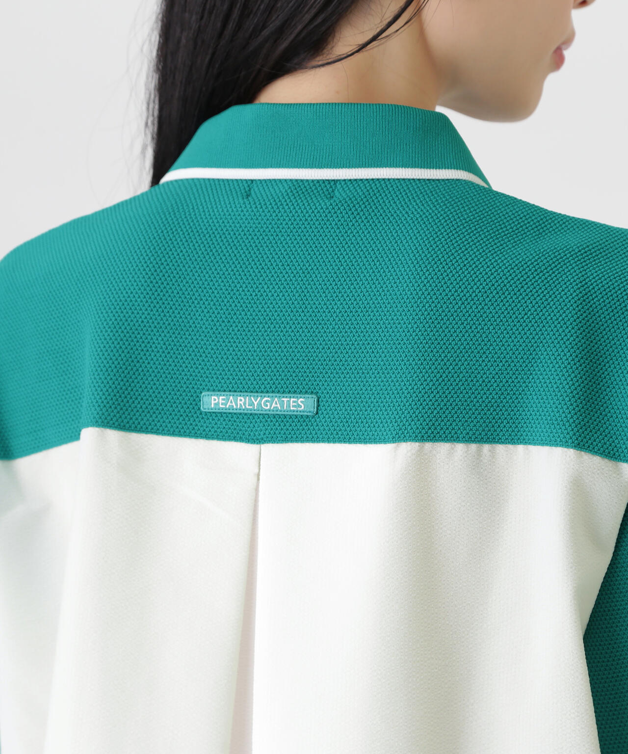 サッカー生地ドッキング半袖ニットポロシャツ (WOMENS) | PEARLY GATES