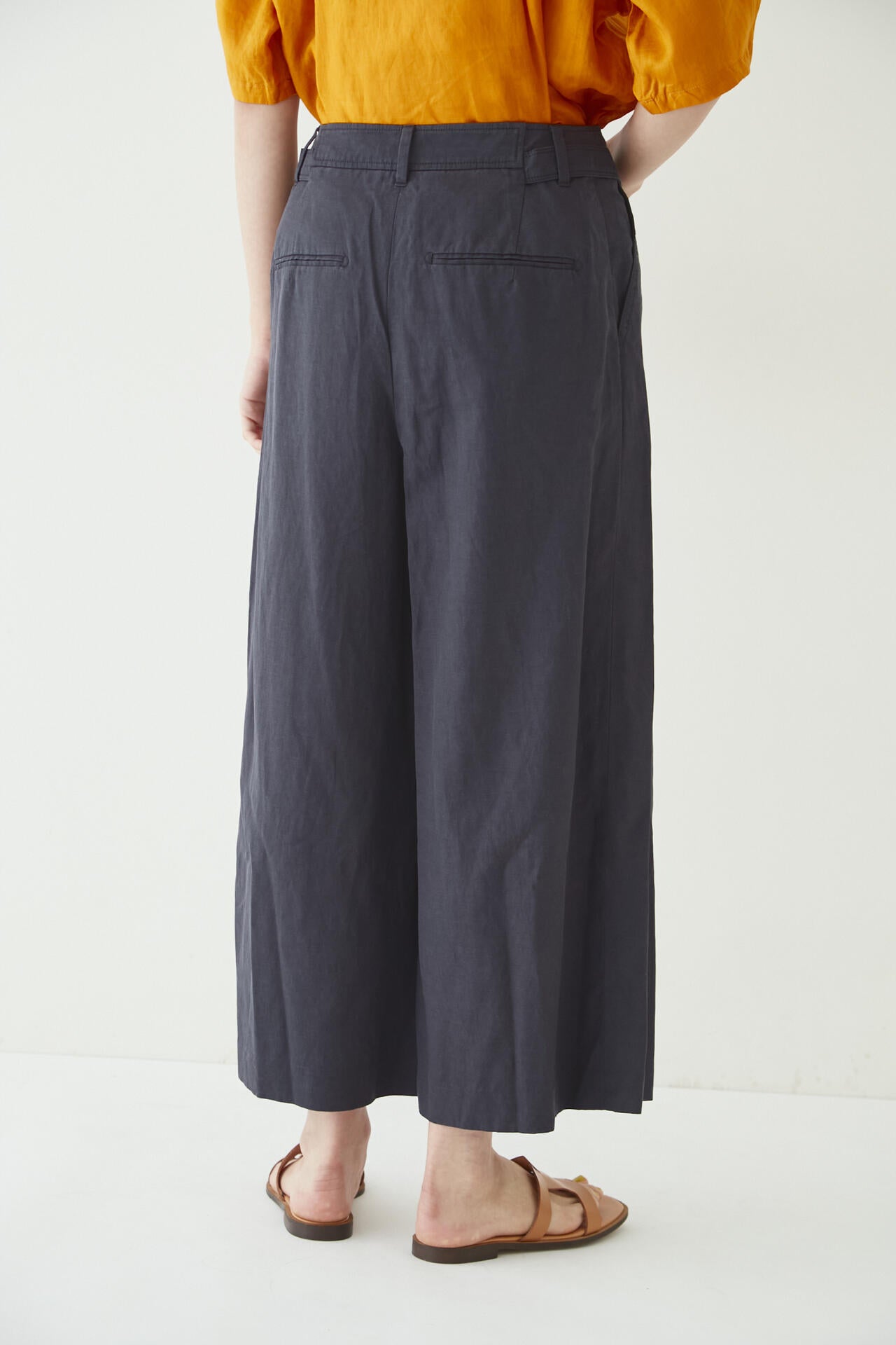 リネンコットンセミワイドパンツ