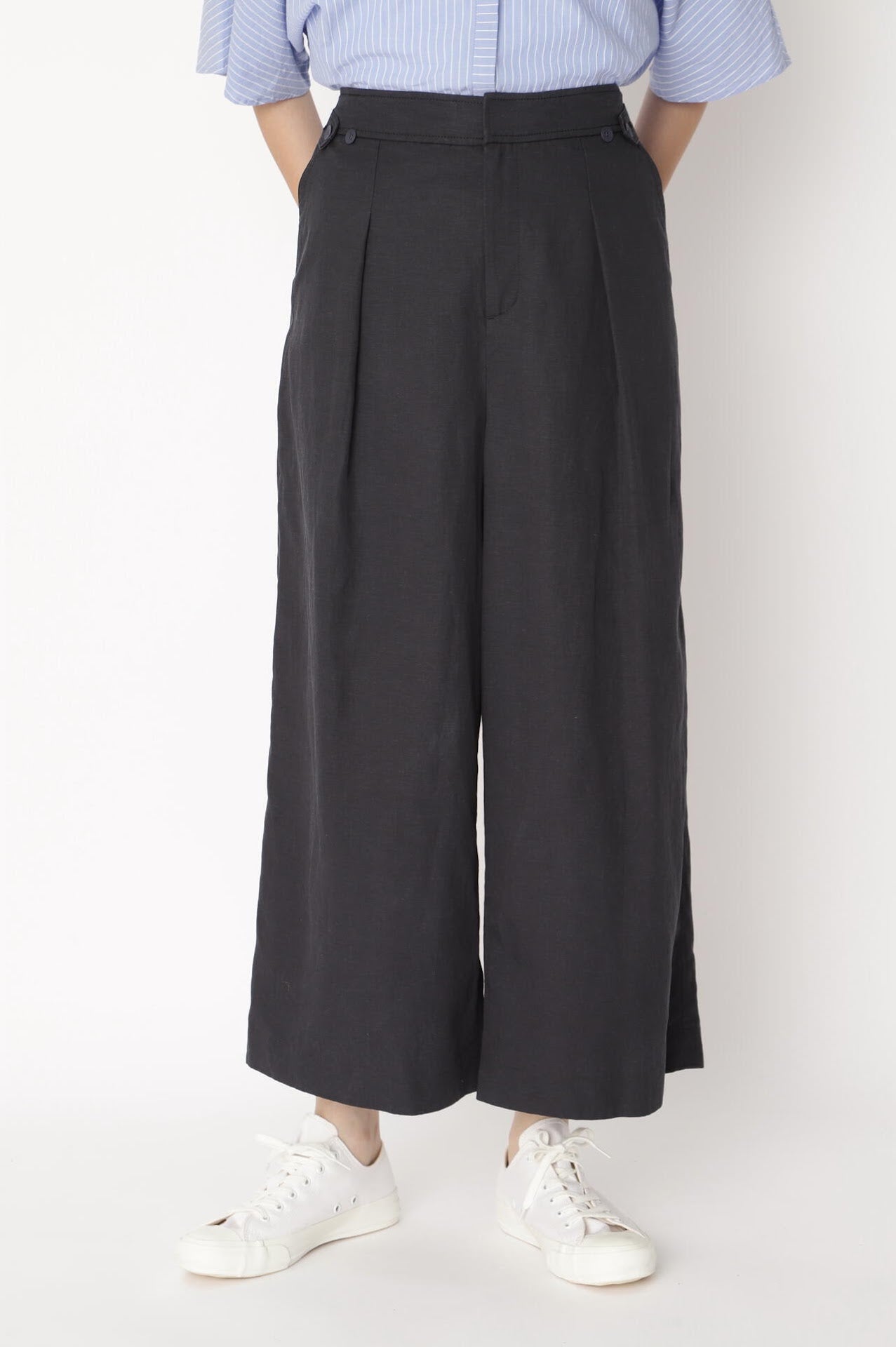 リネンコットンセミワイドパンツ