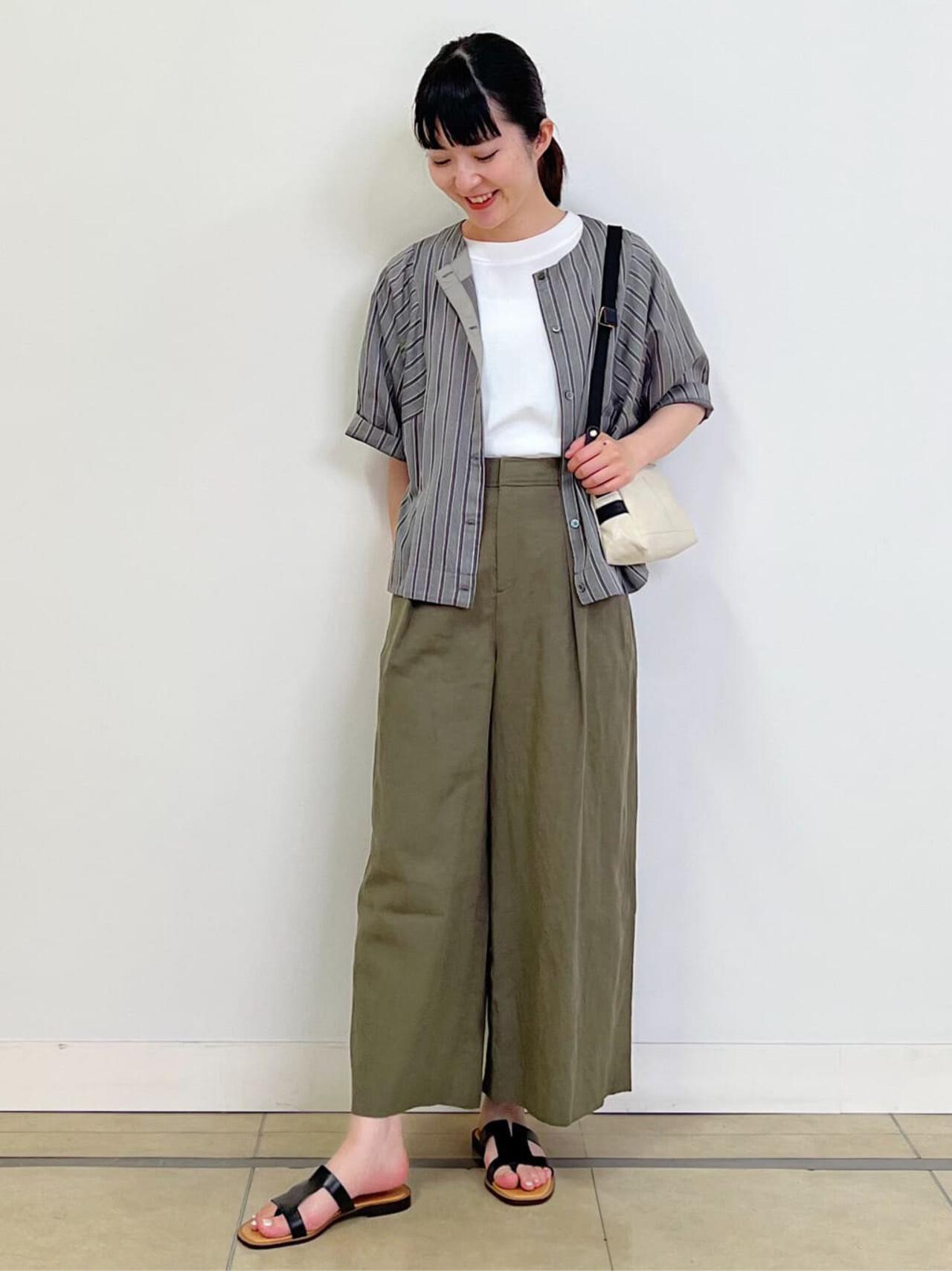リネンコットンセミワイドパンツ