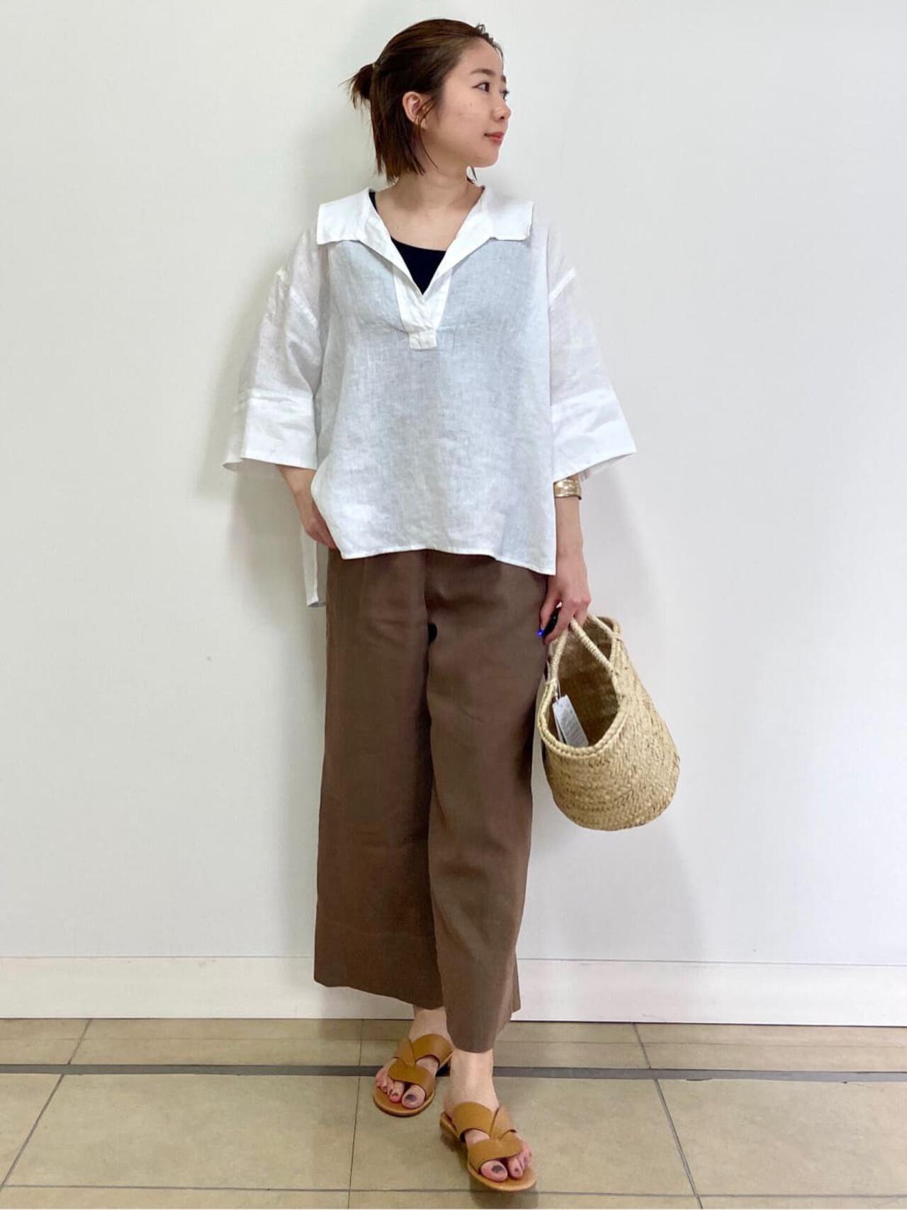 麻混ワイドパンツ