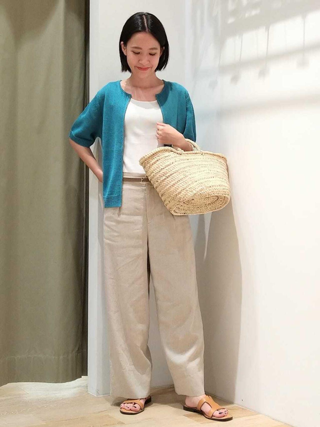 麻混ワイドパンツ