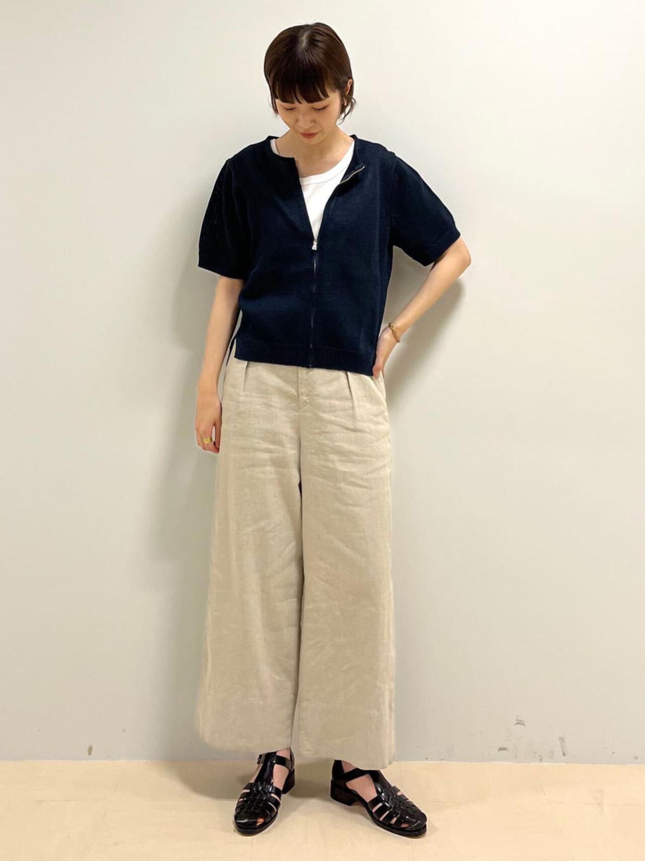 麻混ワイドパンツ